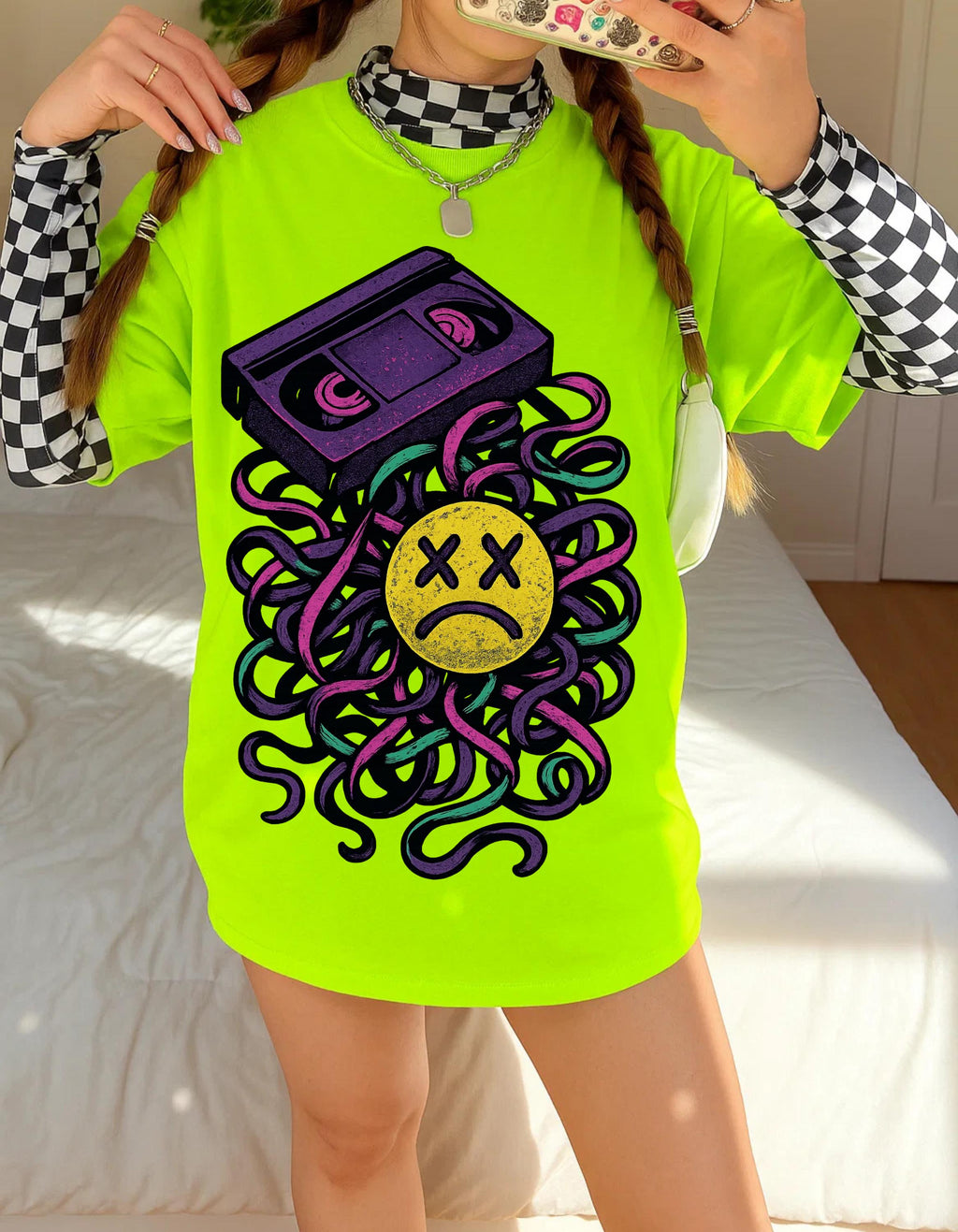 Retro Chaos Music Tee: Vibrant Graphic Unisex Cotton Shirt