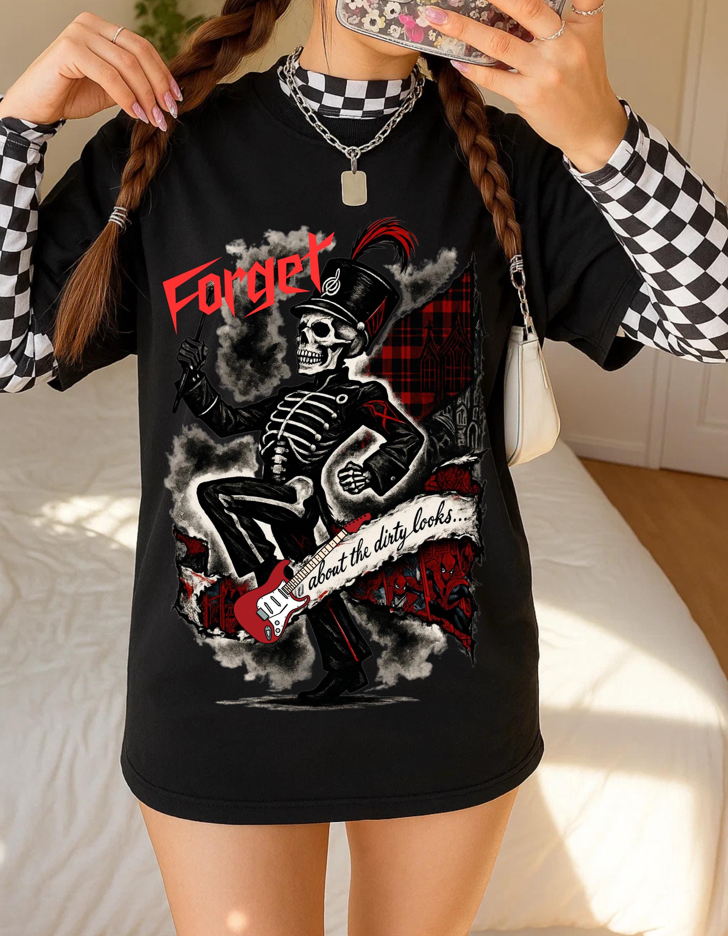 Skeleton Parade Emo Grunge Shirt: Alternative Gothic Graphic Tee