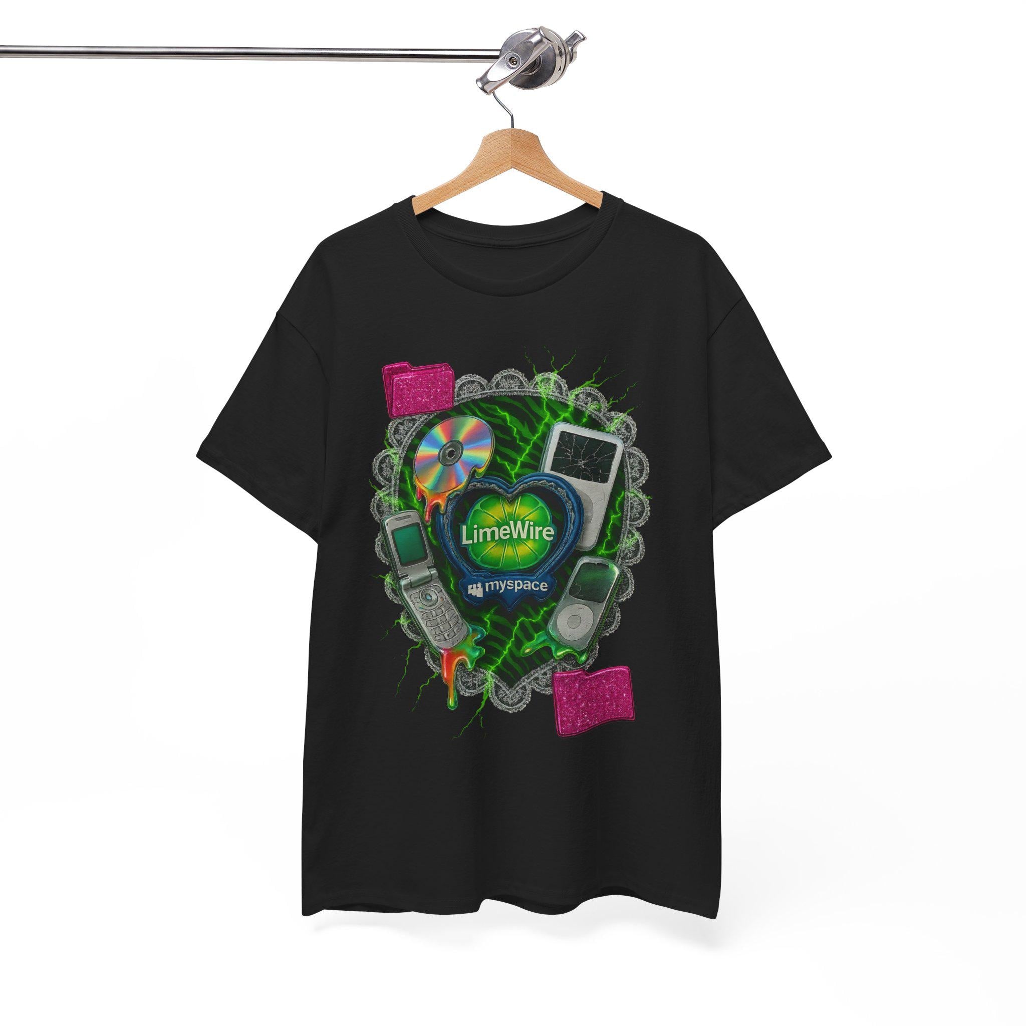 Nostalgic LimeWire Graphic Tee: Retro Unisex Cotton Shirt for Tech & Music Lovers, Vintage Style