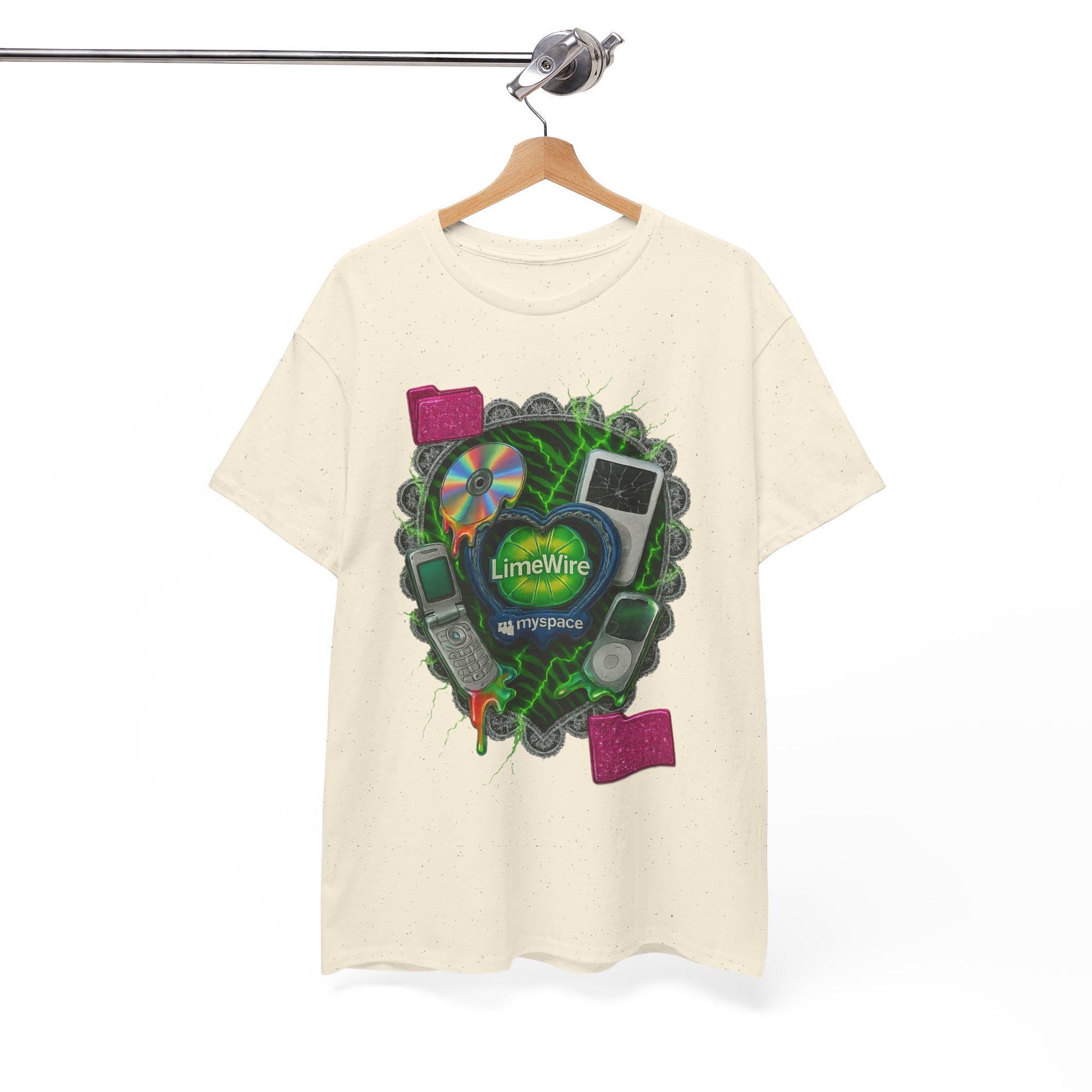 Nostalgic LimeWire Graphic Tee: Retro Unisex Cotton Shirt for Tech & Music Lovers, Vintage Style