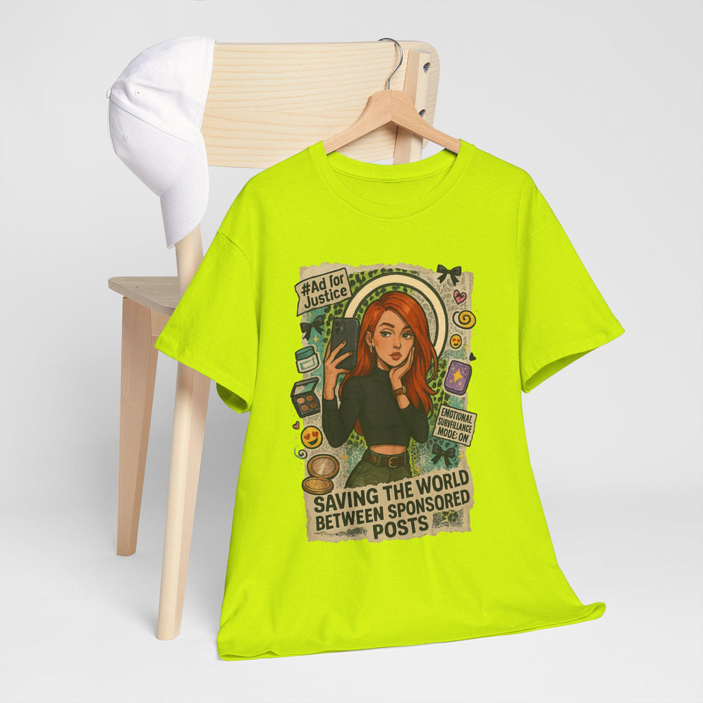 Eco-Friendly Graphic Tee: 'Saving the World Between Sponsored Posts' - Trendsetter Gift