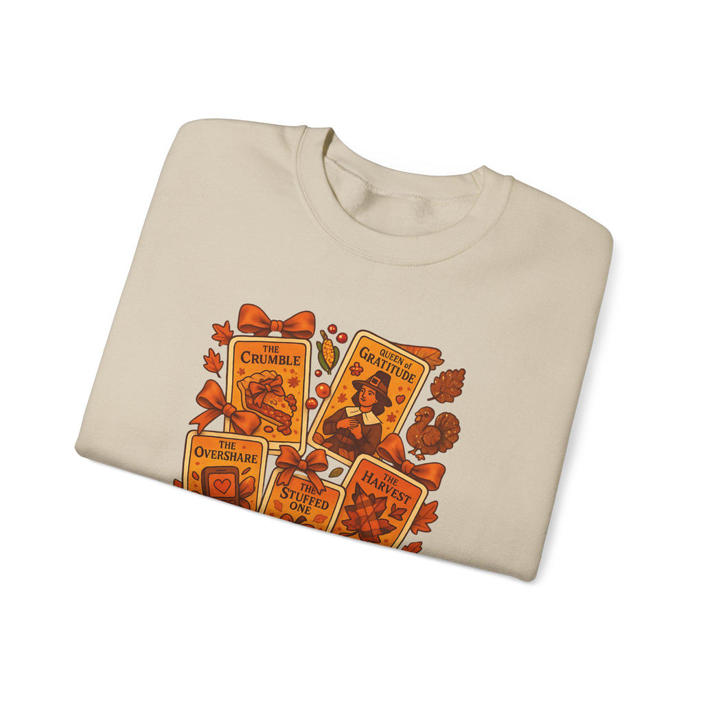 Cozy Autumn Tarot Harvest Sweatshirt - Unisex Fall Fashion Crewneck for Thanksgiving Weekend