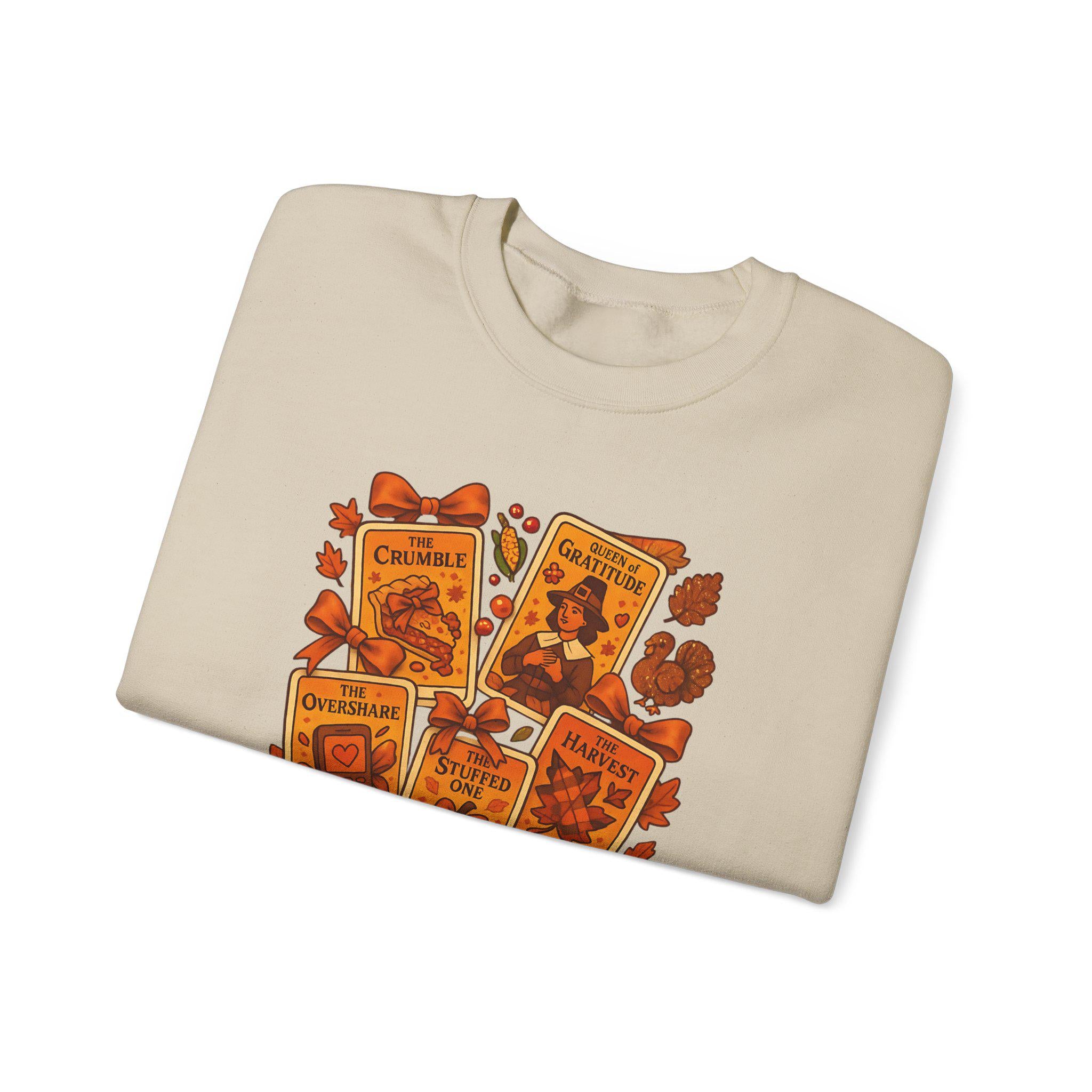 Cozy Autumn Tarot Harvest Sweatshirt - Unisex Fall Fashion Crewneck for Thanksgiving Weekend