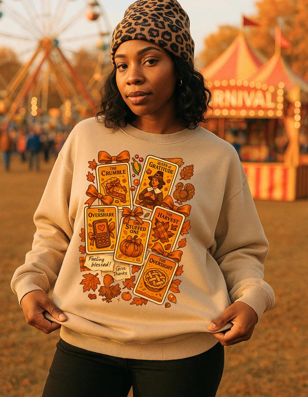 Cozy Autumn Tarot Harvest Sweatshirt - Unisex Fall Fashion Crewneck for Thanksgiving Weekend