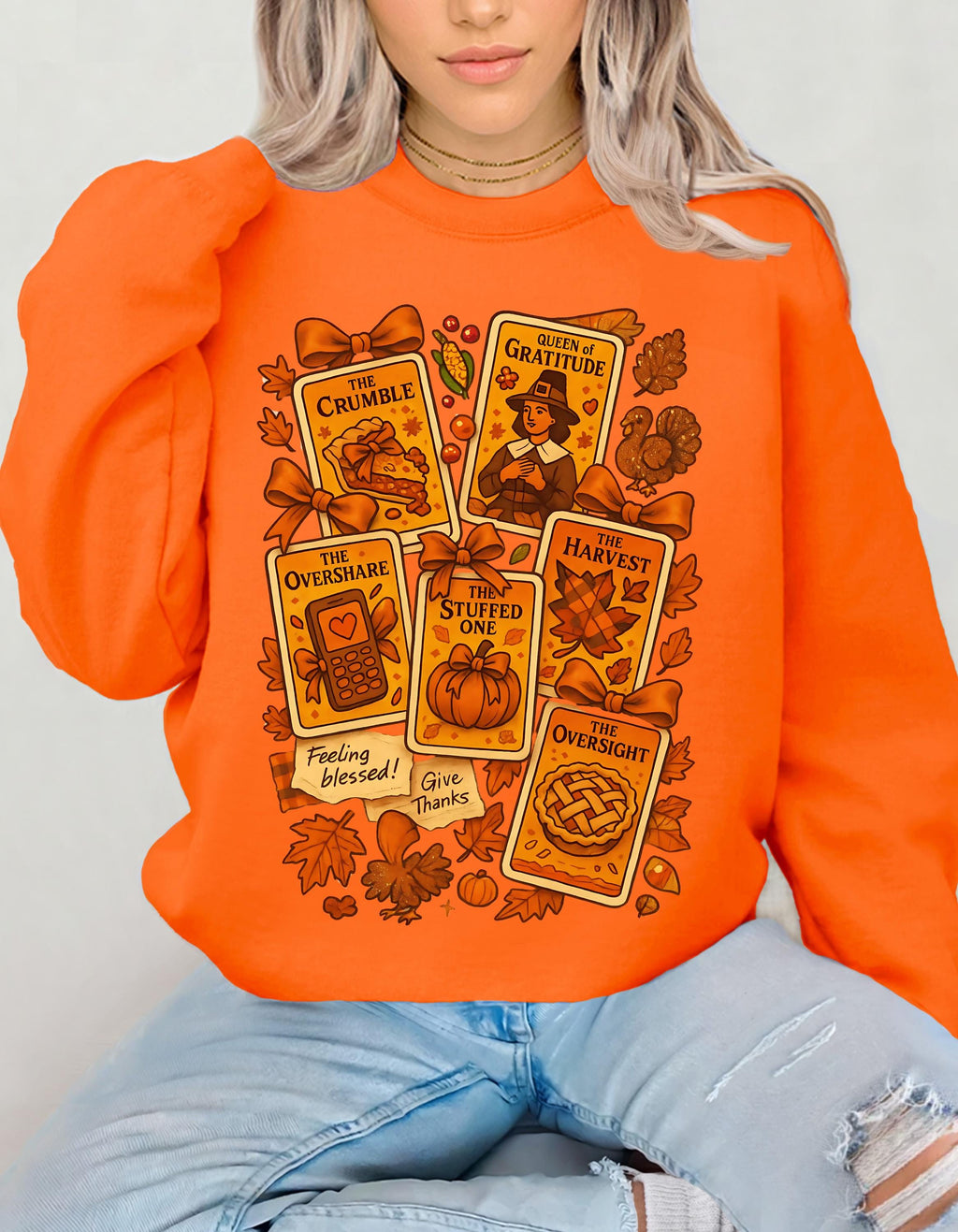 Cozy Autumn Tarot Harvest Sweatshirt - Unisex Fall Fashion Crewneck for Thanksgiving Weekend