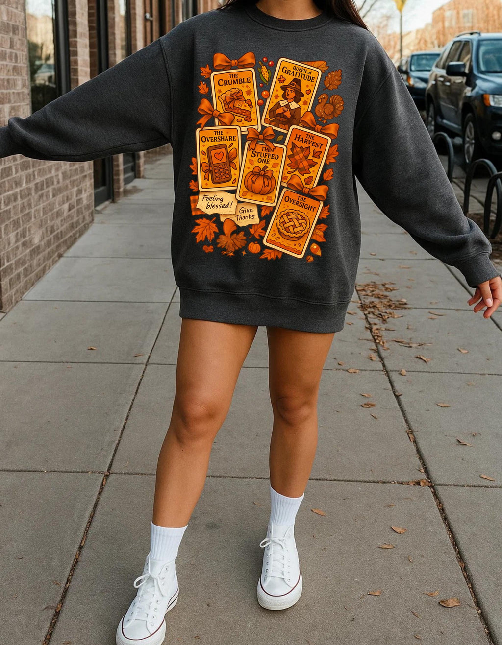 Cozy Autumn Tarot Harvest Sweatshirt - Unisex Fall Fashion Crewneck for Thanksgiving Weekend