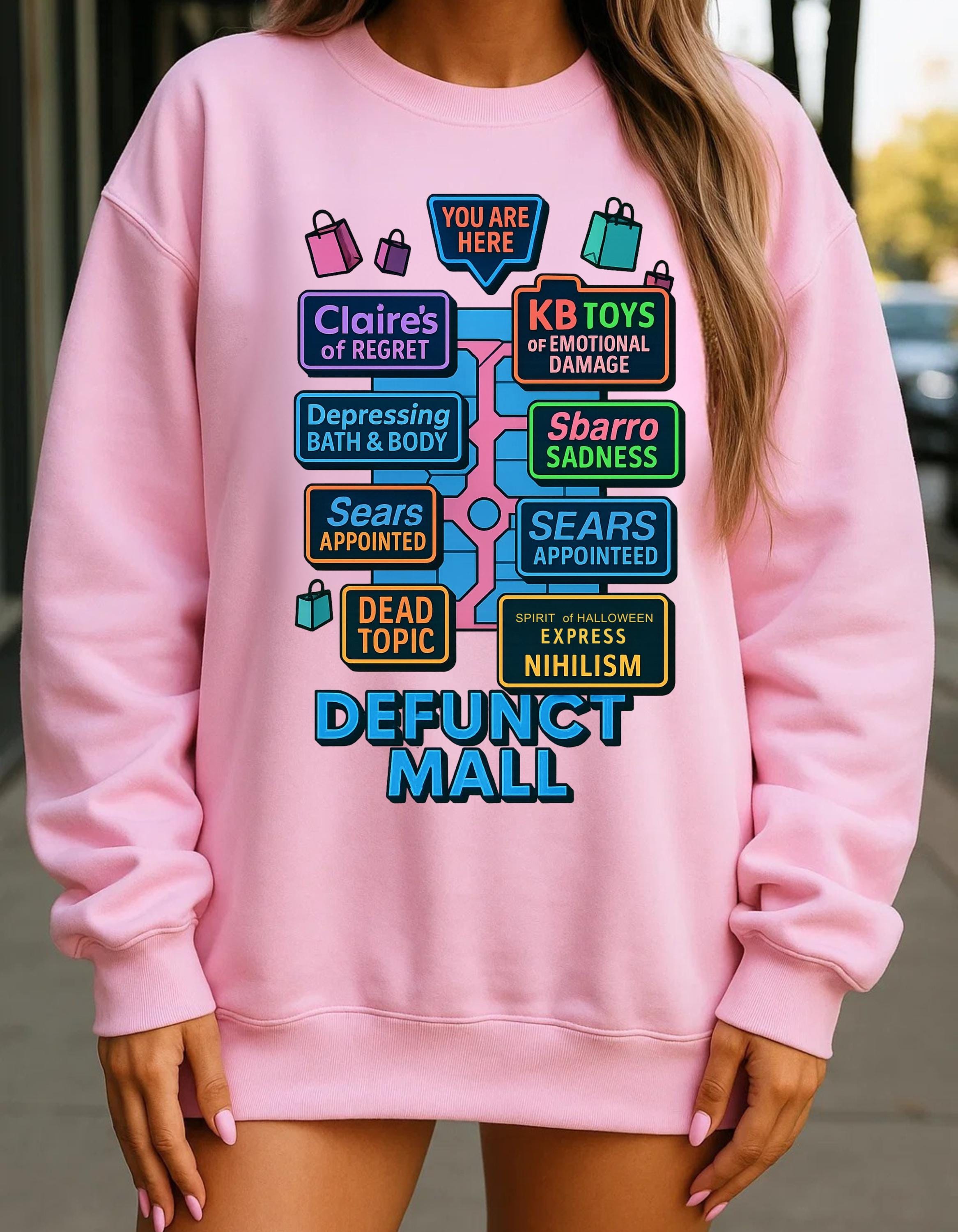 Retro Defunct Mall Sweatshirt: 90s Nostalgia Crewneck