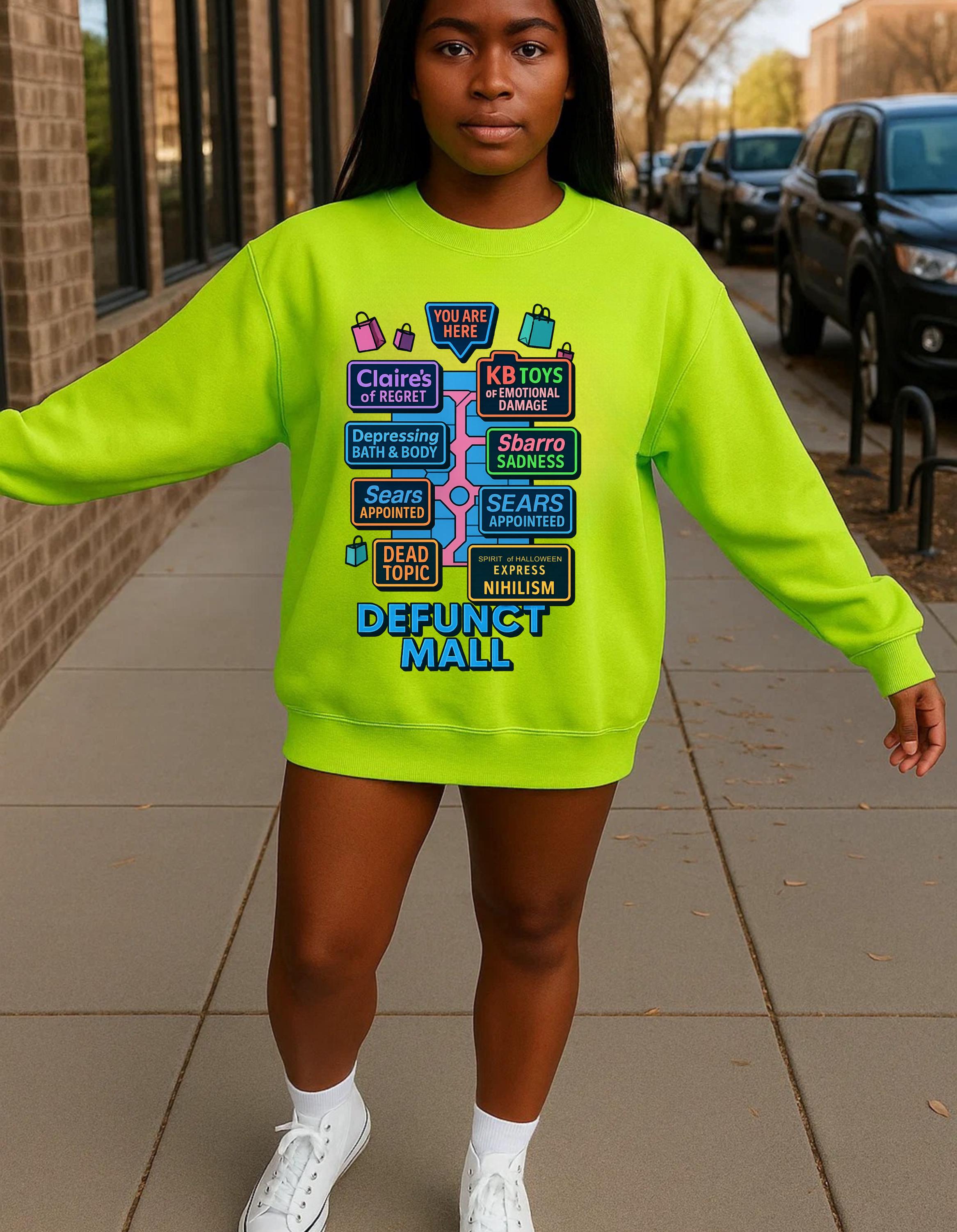 Retro Defunct Mall Sweatshirt: 90s Nostalgia Crewneck