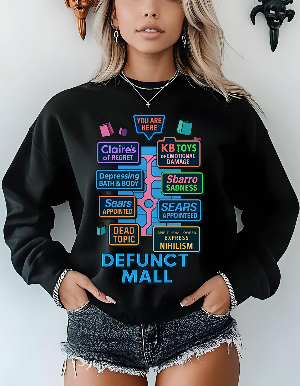 Retro Defunct Mall Sweatshirt: 90s Nostalgia Crewneck