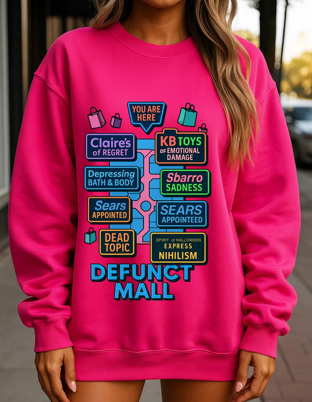 Retro Defunct Mall Sweatshirt: 90s Nostalgia Crewneck