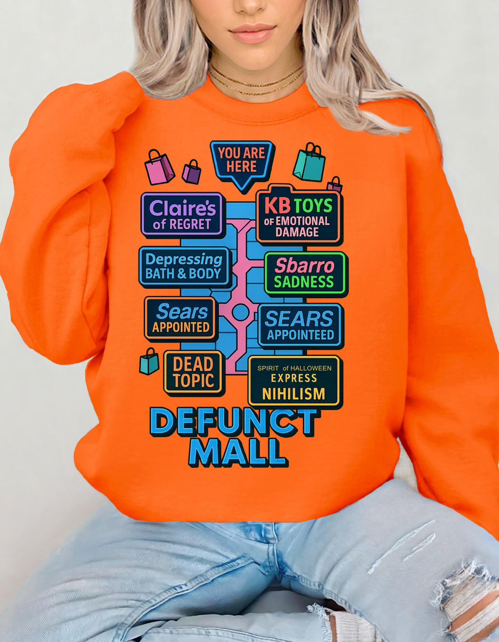 Retro Defunct Mall Sweatshirt: 90s Nostalgia Crewneck