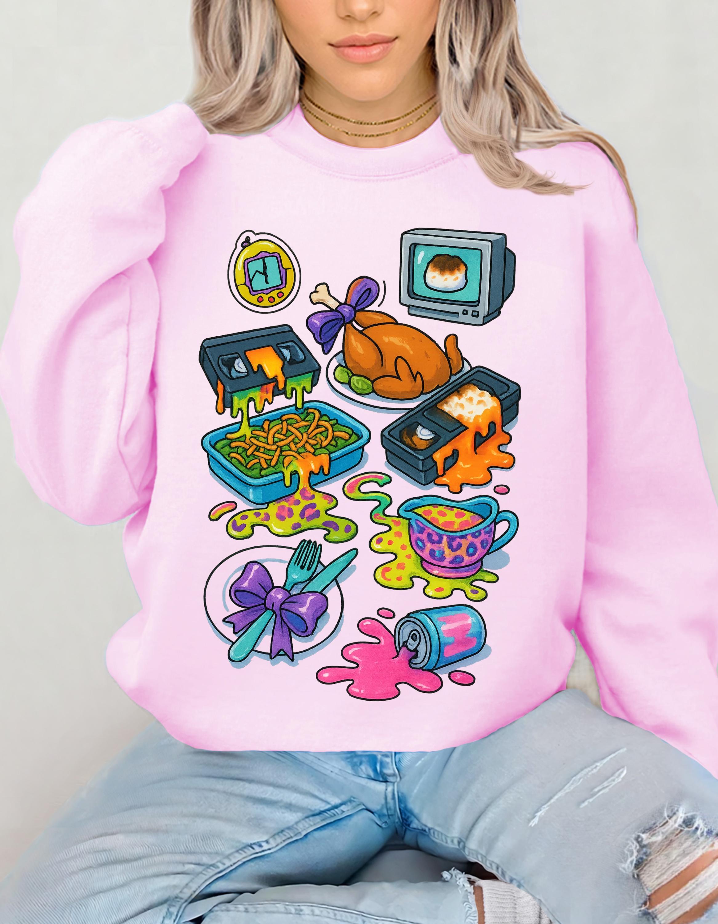 Y2K Leopard Print Crewneck: Cozy Unisex Cartoon Sweatshirt for Thanksgiving, Birthday & Holiday Gifts
