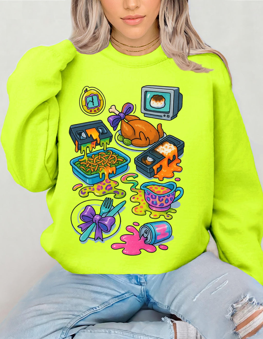 Y2K Leopard Print Crewneck: Cozy Unisex Cartoon Sweatshirt for Thanksgiving, Birthday & Holiday Gifts