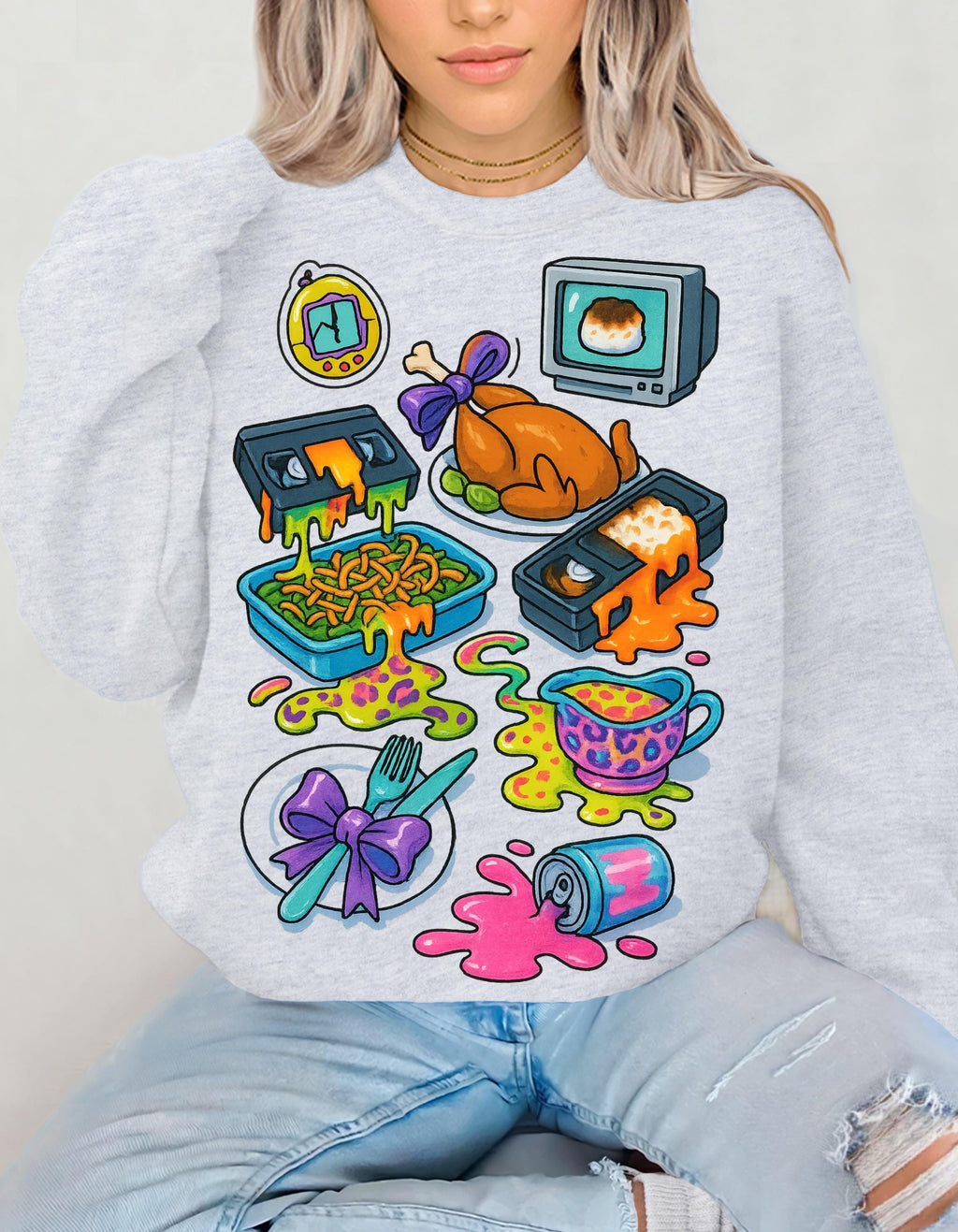 Y2K Leopard Print Crewneck: Cozy Unisex Cartoon Sweatshirt for Thanksgiving, Birthday & Holiday Gifts