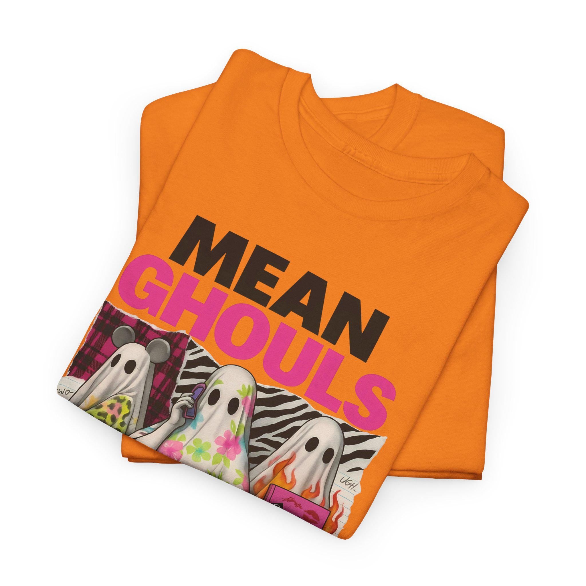 Vintage-Style Mean Ghouls Unisex Cotton Tee: Spooky Halloween Graphic Shirt, Trendy Ghost Apparel