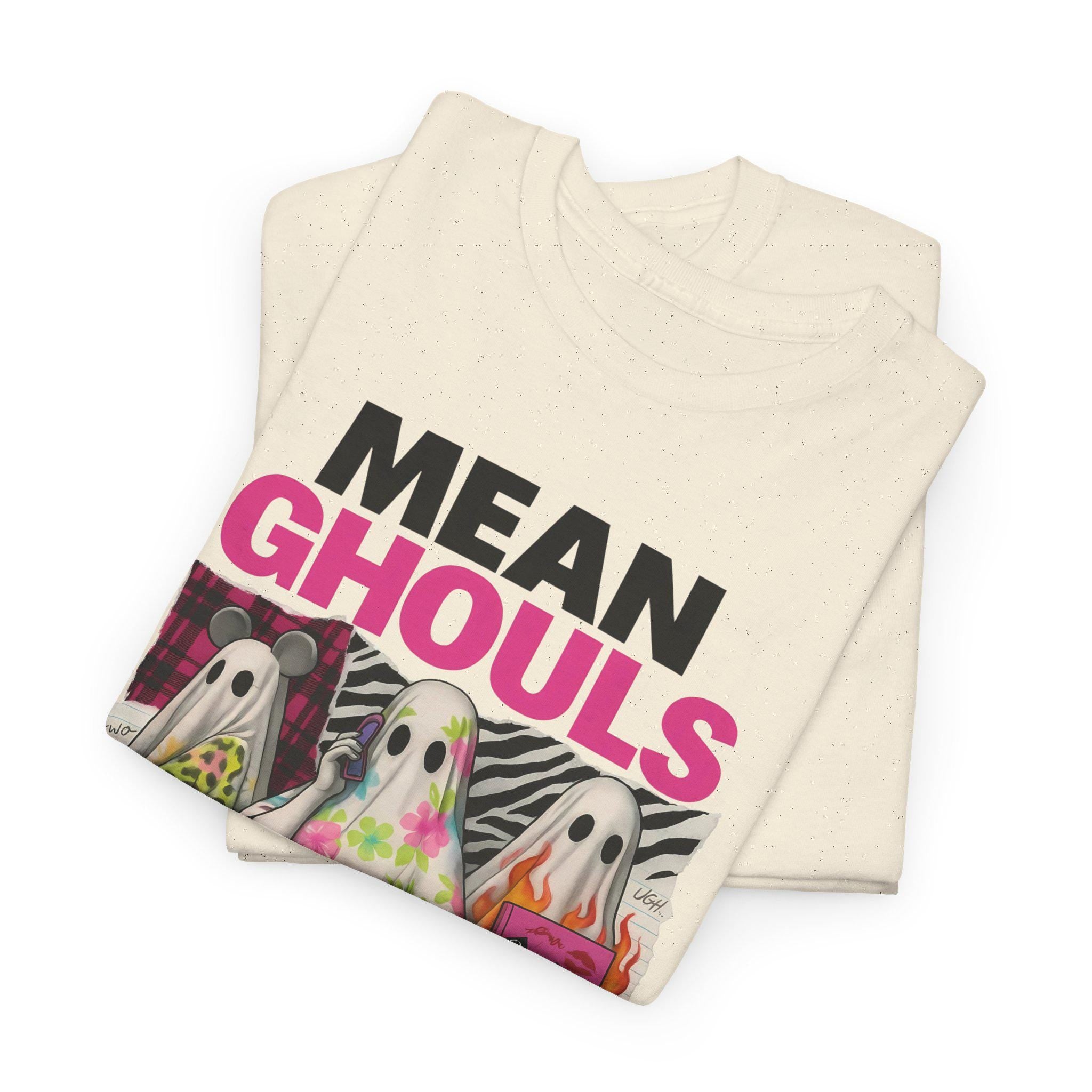Vintage-Style Mean Ghouls Unisex Cotton Tee: Spooky Halloween Graphic Shirt, Trendy Ghost Apparel