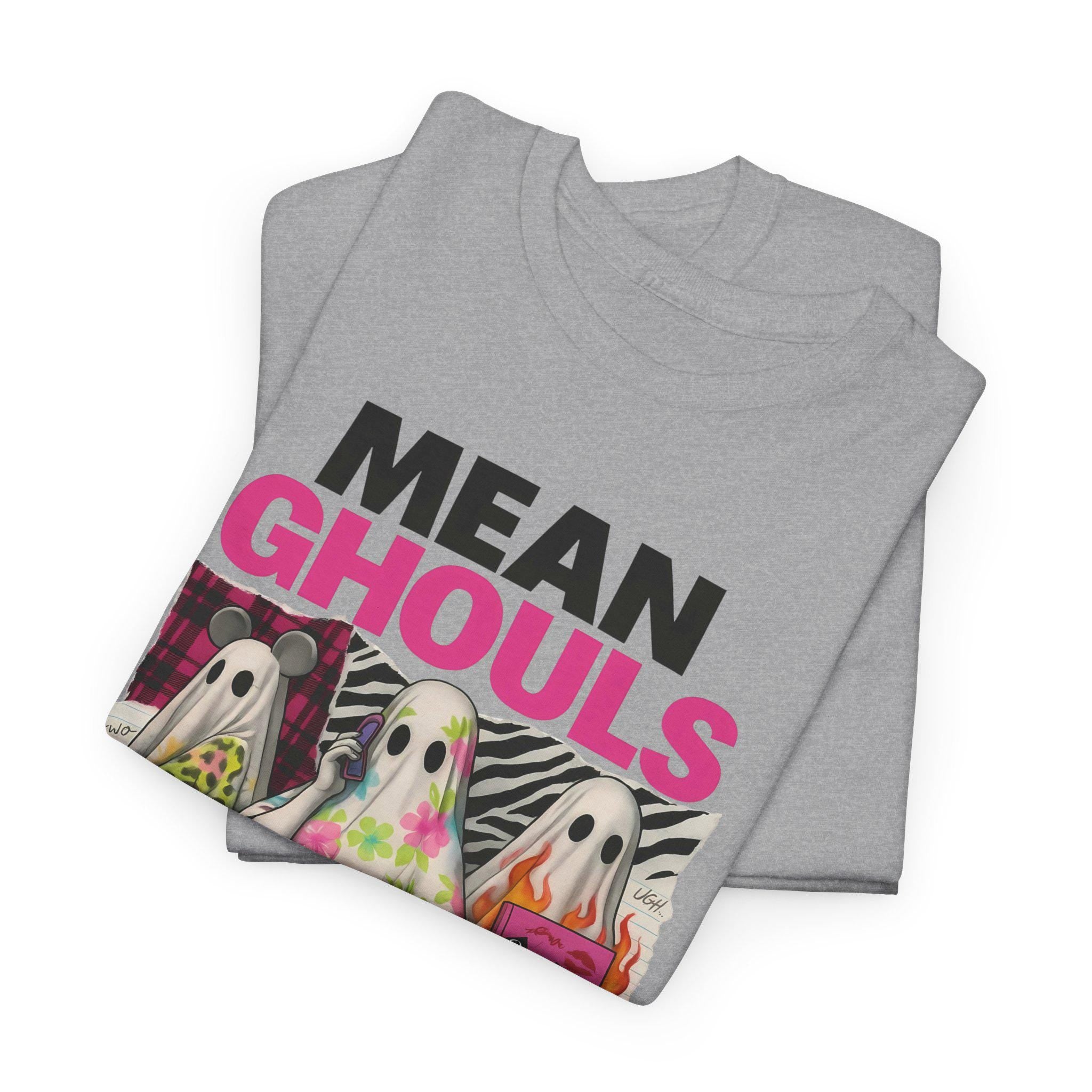 Vintage-Style Mean Ghouls Unisex Cotton Tee: Spooky Halloween Graphic Shirt, Trendy Ghost Apparel