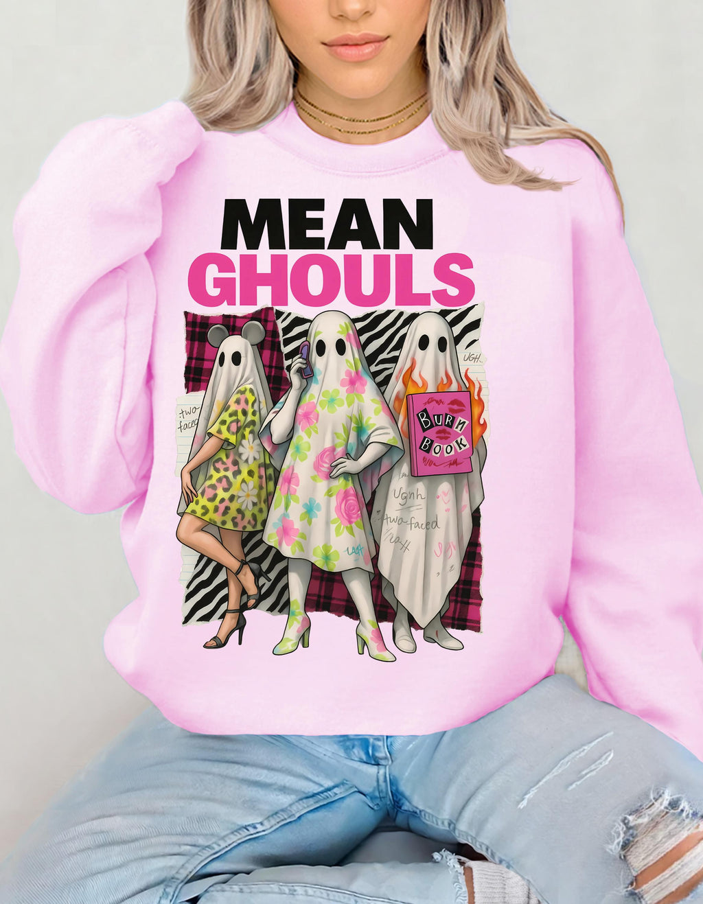 Mean Ghouls Crewneck Sweatshirt: Spooky Halloween Pullover