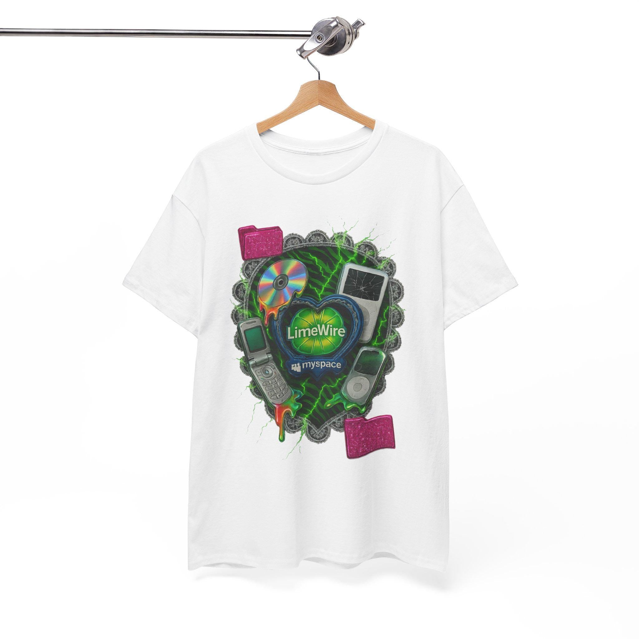 Nostalgic LimeWire Graphic Tee: Retro Unisex Cotton Shirt for Tech & Music Lovers, Vintage Style