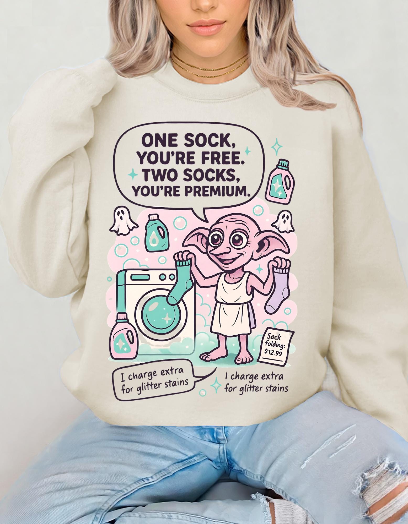 Magical House Elf Laundry Parody Sweatshirt - Wizard School Fan Gift, Unisex Jumper