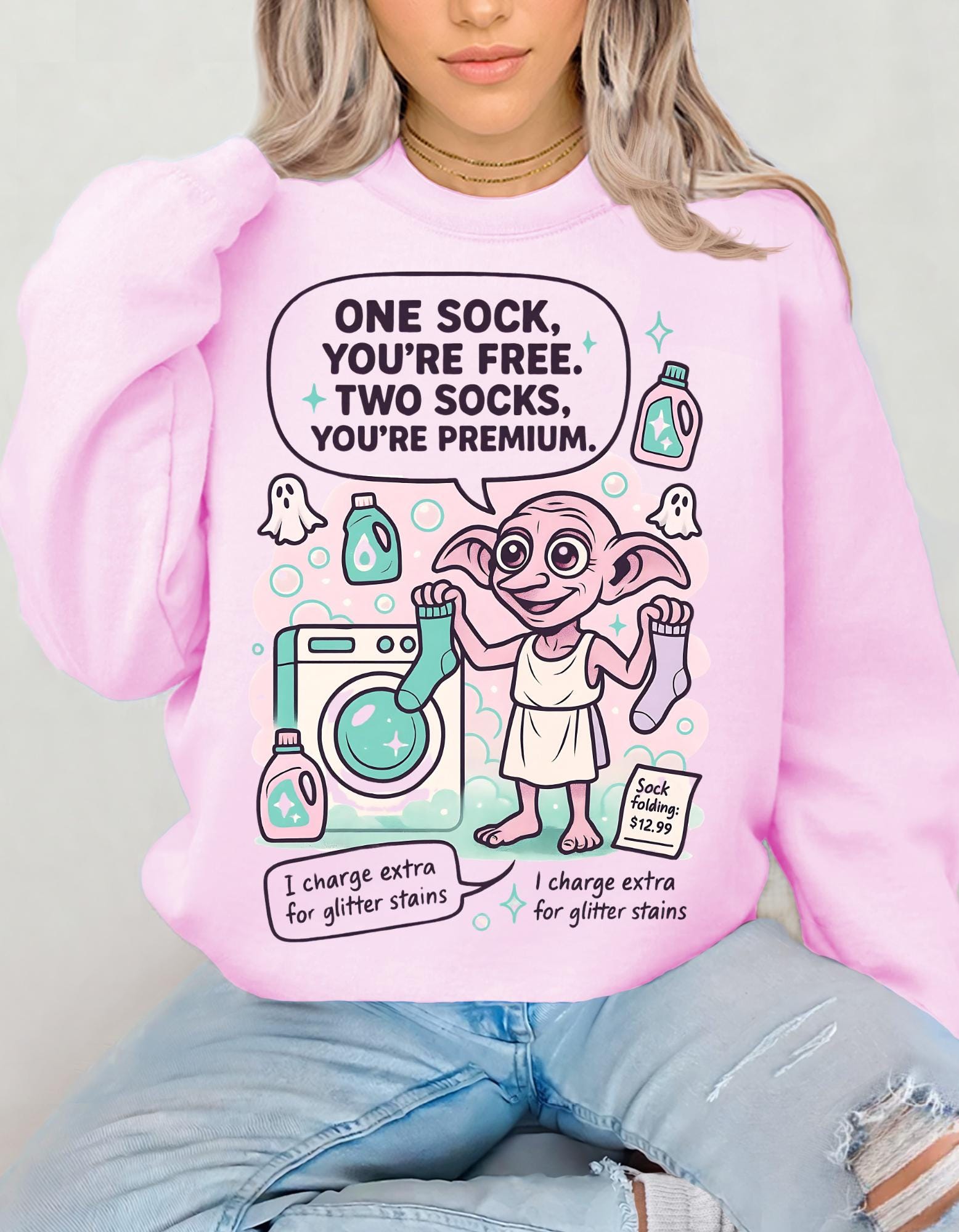 Magical House Elf Laundry Parody Sweatshirt - Wizard School Fan Gift, Unisex Jumper