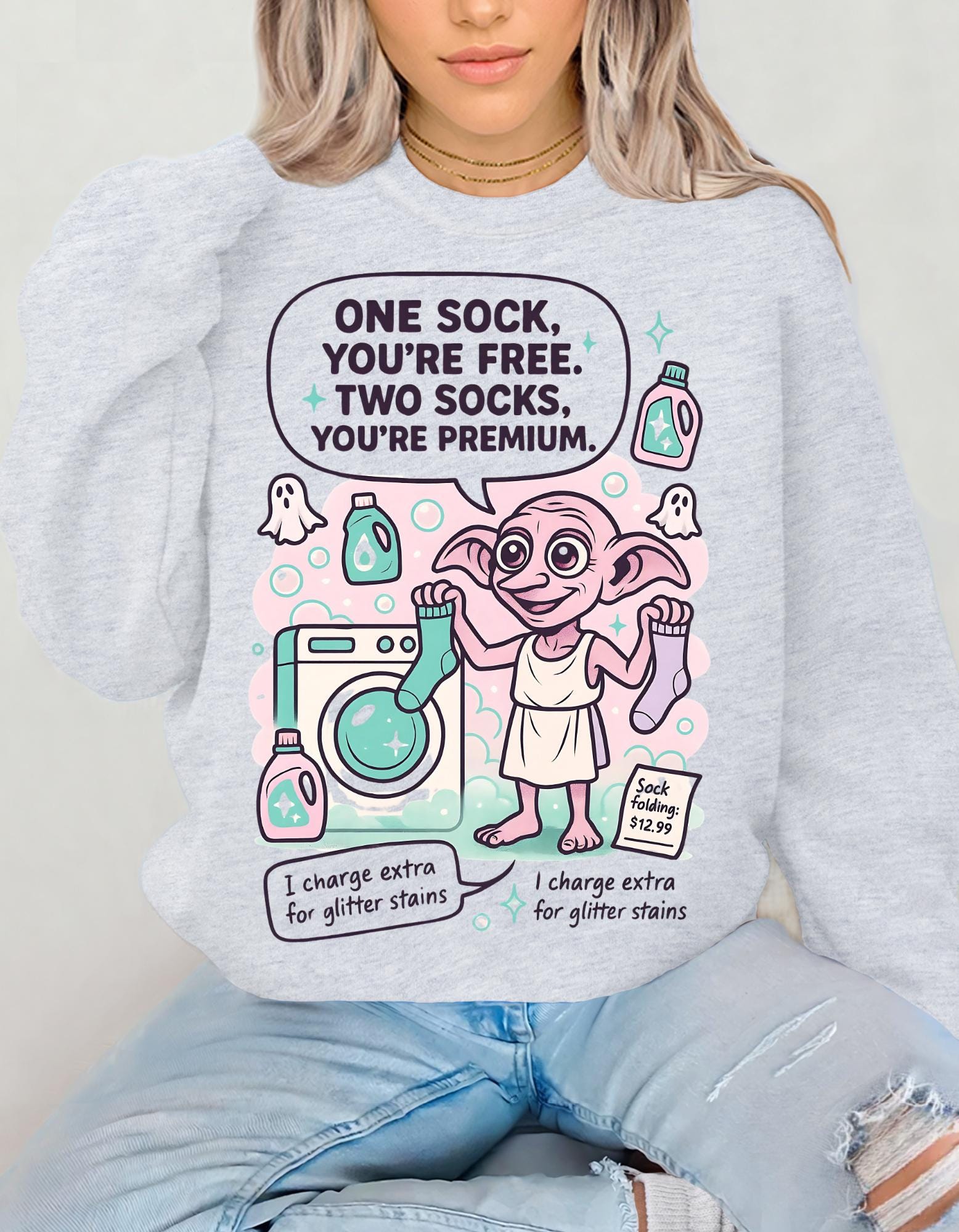 Magical House Elf Laundry Parody Sweatshirt - Wizard School Fan Gift, Unisex Jumper