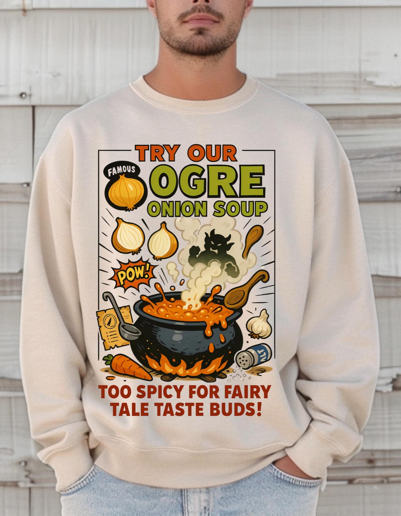 Whimsical Fairy Tale Onion Ogre Soup T-Shirt: Unique Storybook-Inspired Graphic Tee for Fantasy Lovers