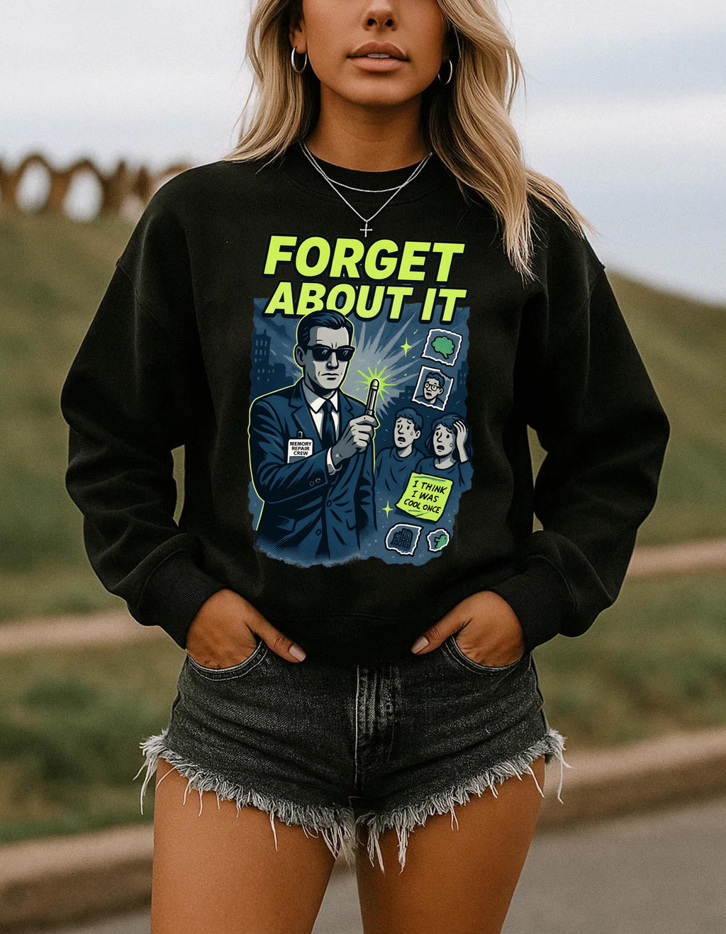 Men's Movie Parody Sweatshirt: Funny Suit Humor Crewneck