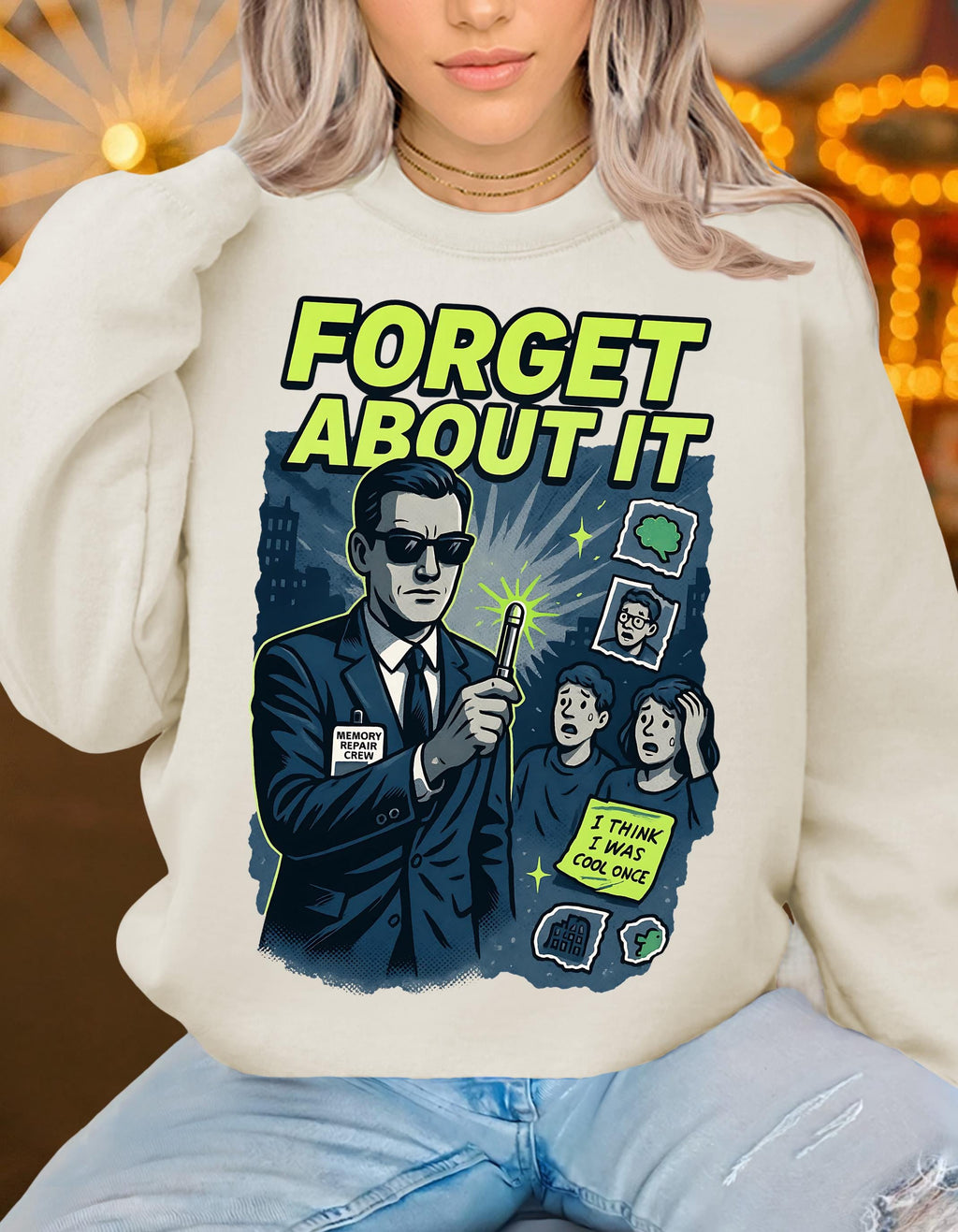 Men's Movie Parody Sweatshirt: Funny Suit Humor Crewneck