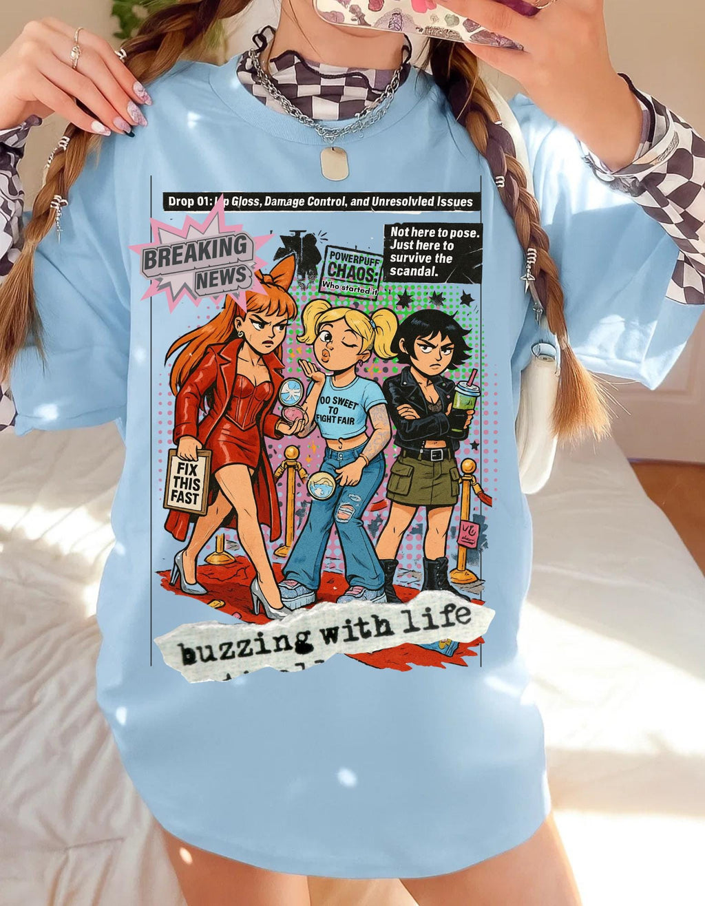 90s Cartoon Superhero Girl Power Tee: Sister Trio, Comic Book Gift