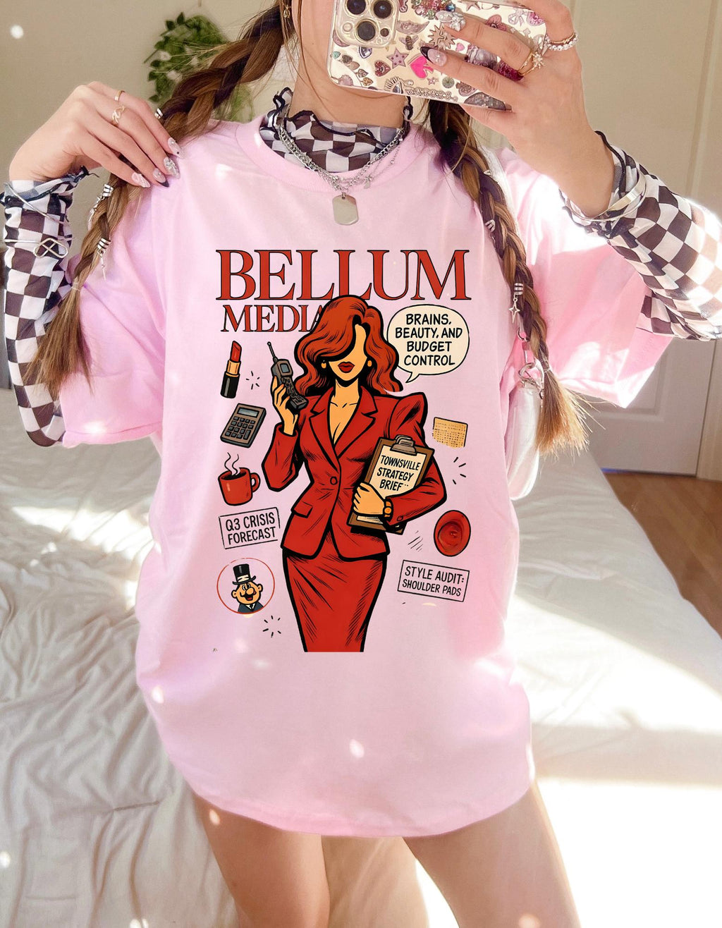 90s Bellum Parody Graphic Tee: Bold Women's Fashion Top