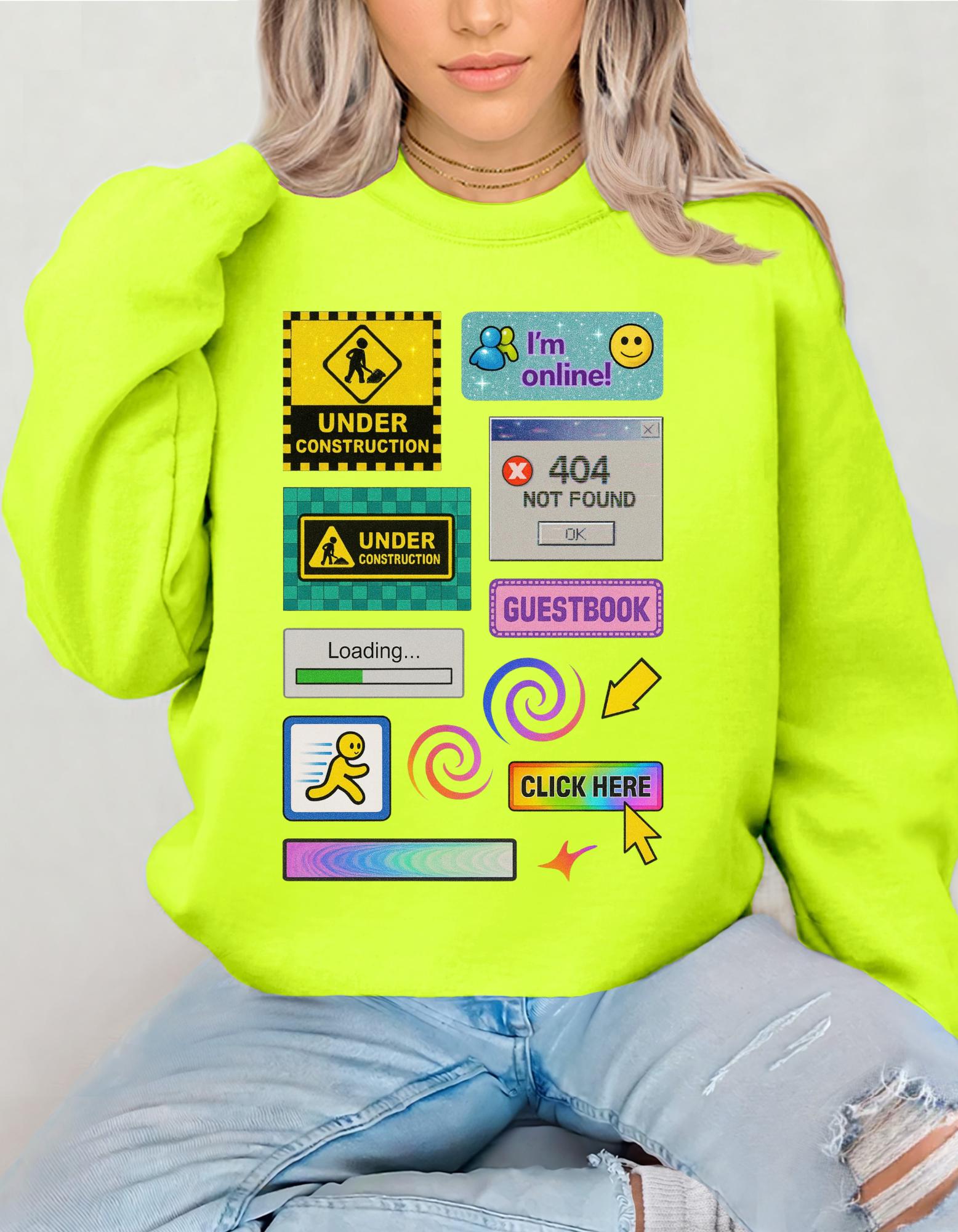 Retro Online Vibes Crewneck Sweatshirt: Geeky Tech Lover Fashion