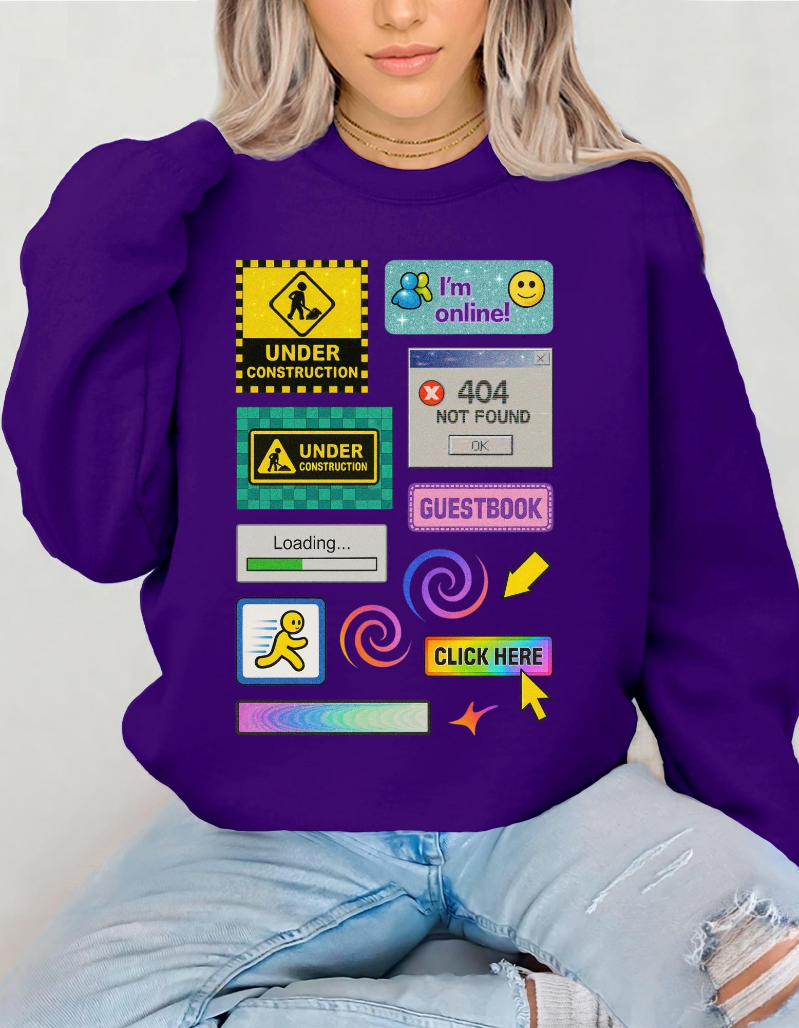 Retro Online Vibes Crewneck Sweatshirt: Geeky Tech Lover Fashion