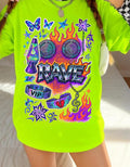 Retro Graphic Tee: Vibrant Unisex Cotton Festival Shirt