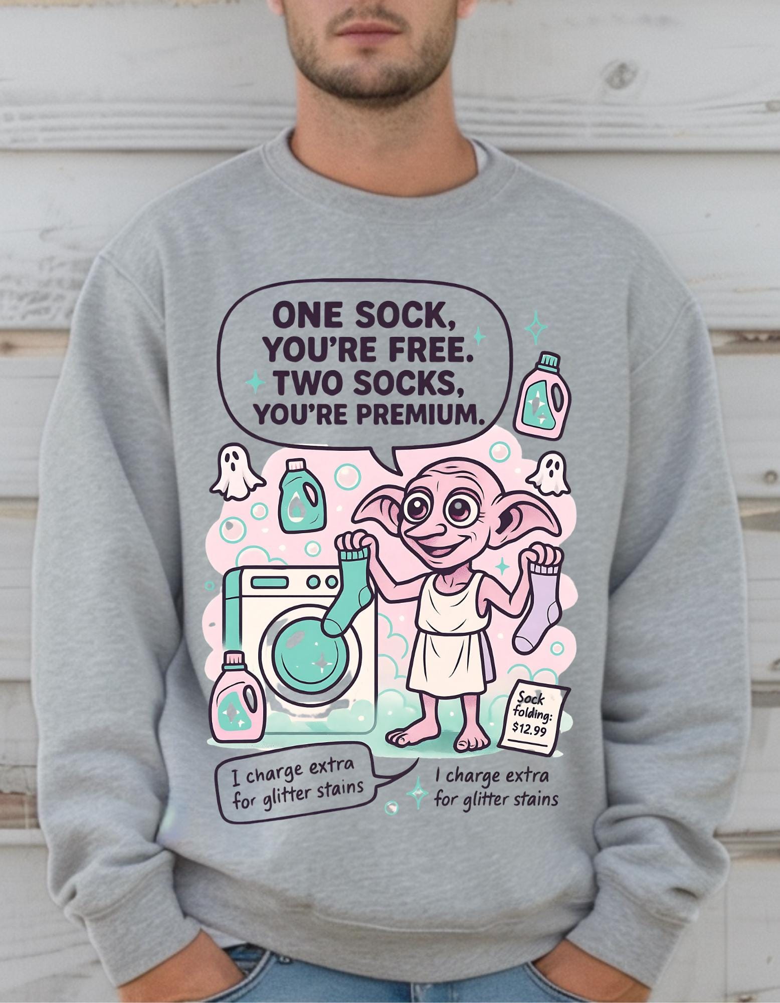 Magical House Elf Laundry Parody Sweatshirt - Wizard School Fan Gift, Unisex Jumper