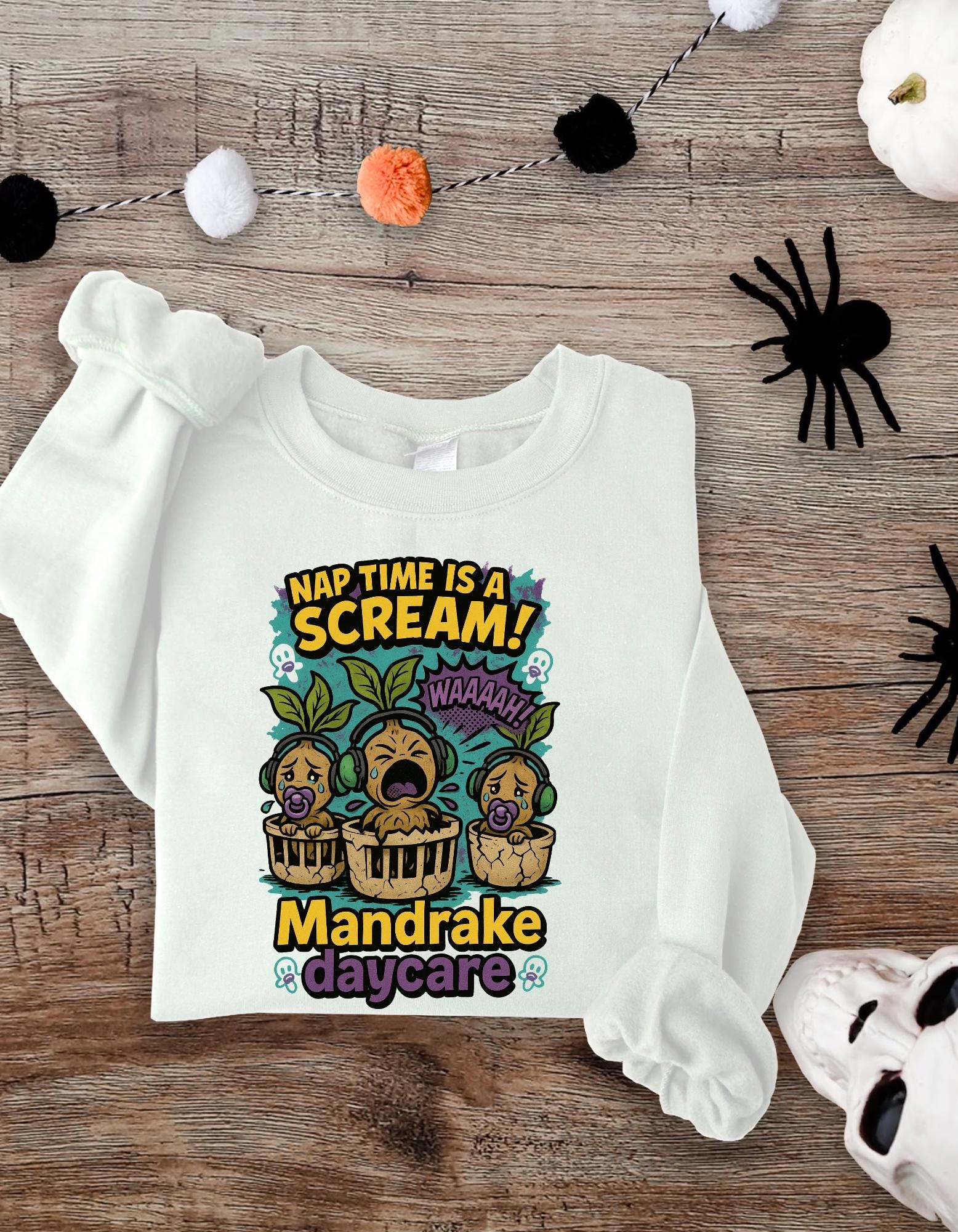 Mandrake Daycare Sweatshirt, Cozy Crewneck, Plant Lover Gift, Halloween Apparel, Folklore Magic