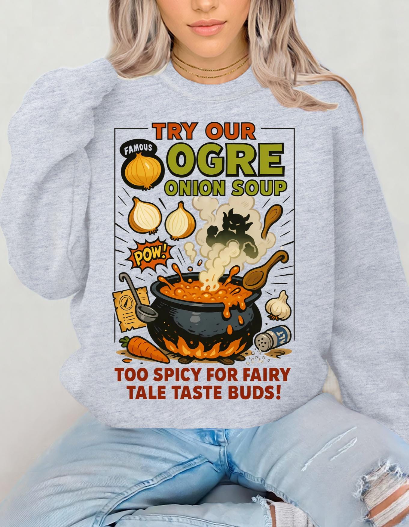 Whimsical Fairy Tale Onion Ogre Soup T-Shirt: Unique Storybook-Inspired Graphic Tee for Fantasy Lovers
