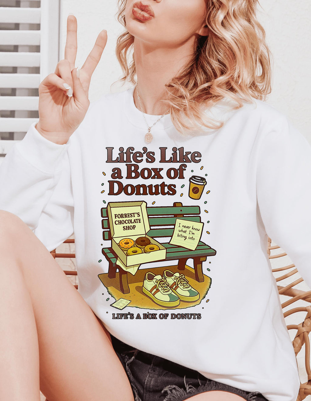 Quirky Donut Crewneck Sweatshirt: Unisex Foodie Gift, Cozy Bakery Lover Apparel, Funny Casual Top