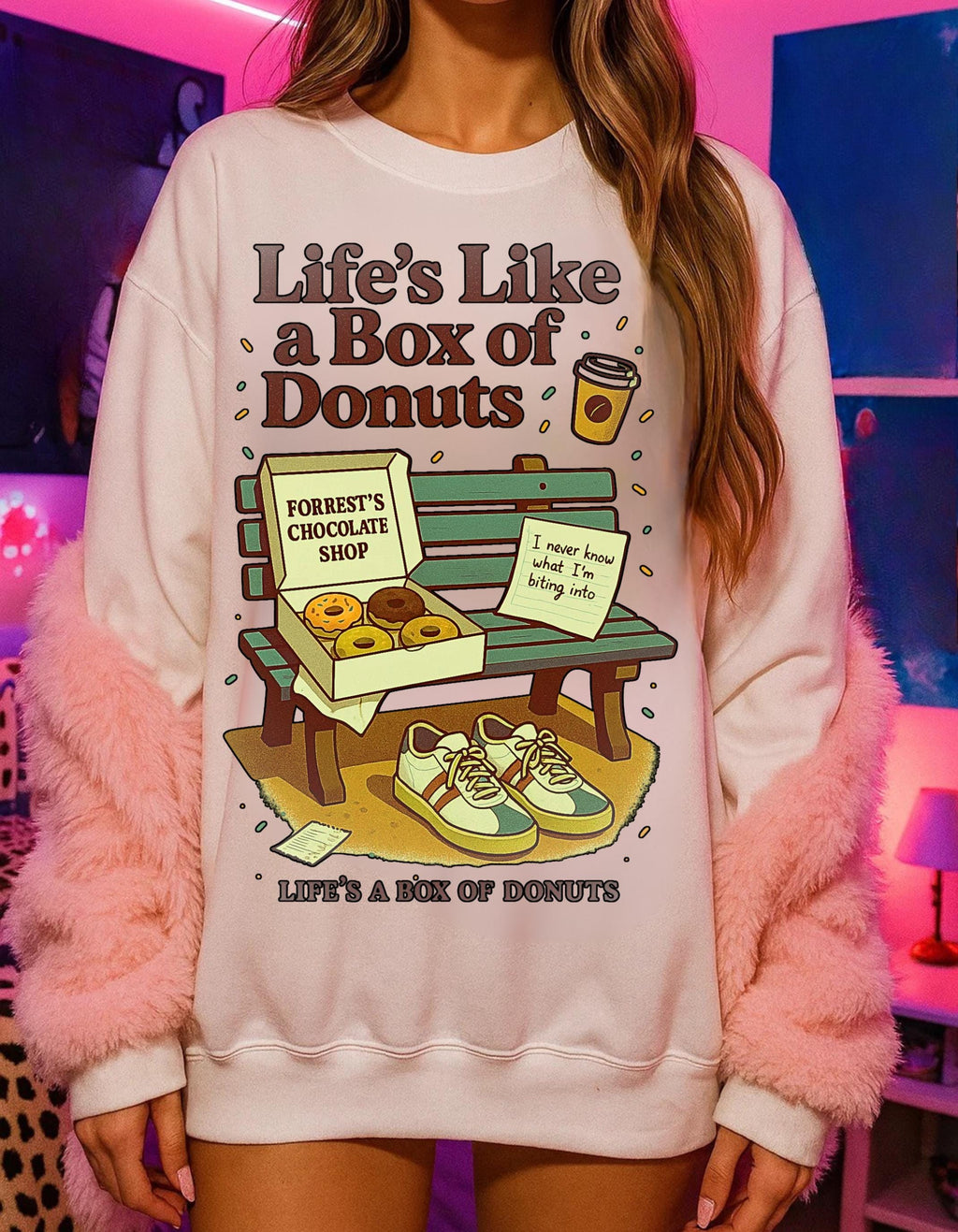 Quirky Donut Crewneck Sweatshirt: Unisex Foodie Gift, Cozy Bakery Lover Apparel, Funny Casual Top
