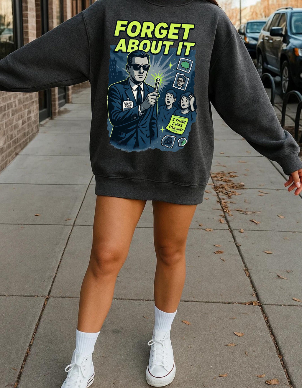 Men's Movie Parody Sweatshirt: Funny Suit Humor Crewneck
