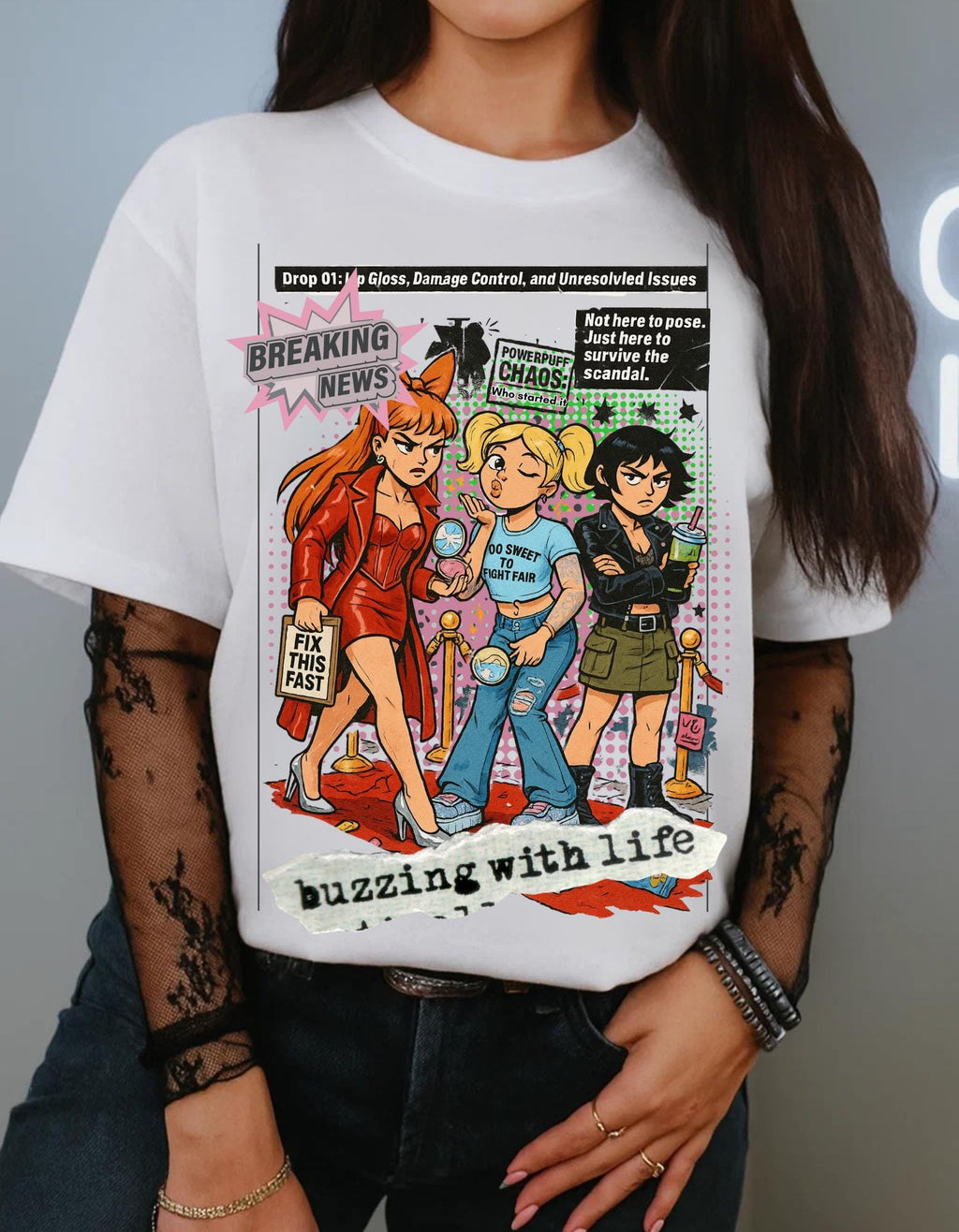 90s Cartoon Superhero Girl Power Tee: Sister Trio, Comic Book Gift