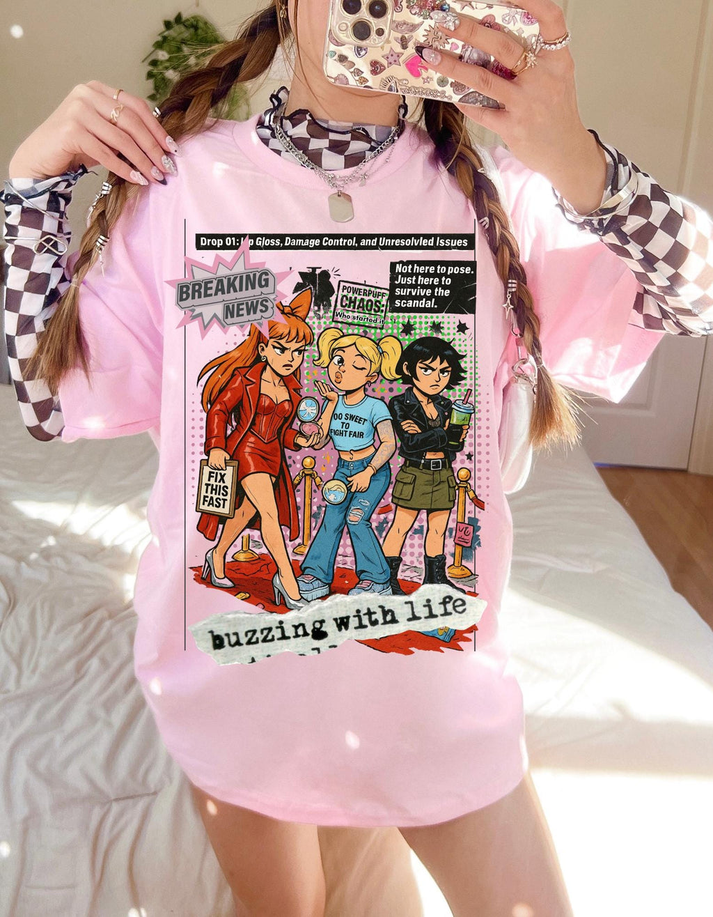 90s Cartoon Superhero Girl Power Tee: Sister Trio, Comic Book Gift