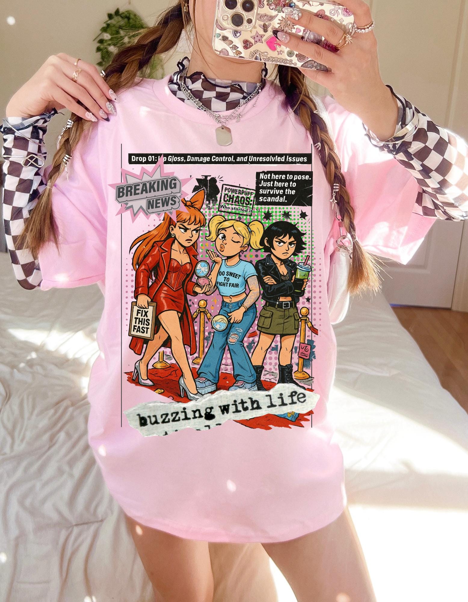 90s Cartoon Superhero Girl Power Tee: Sister Trio, Comic Book Gift