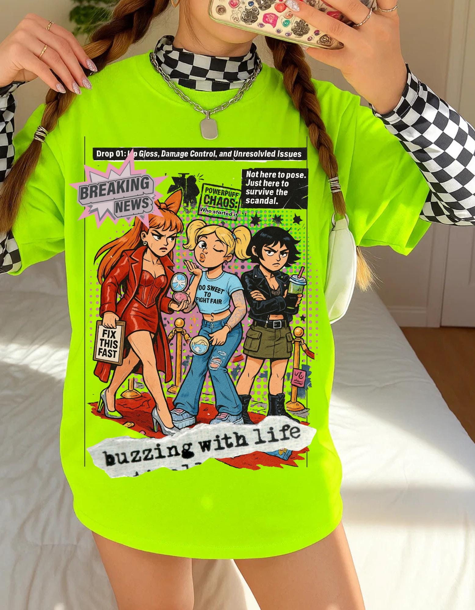 90s Cartoon Superhero Girl Power Tee: Sister Trio, Comic Book Gift