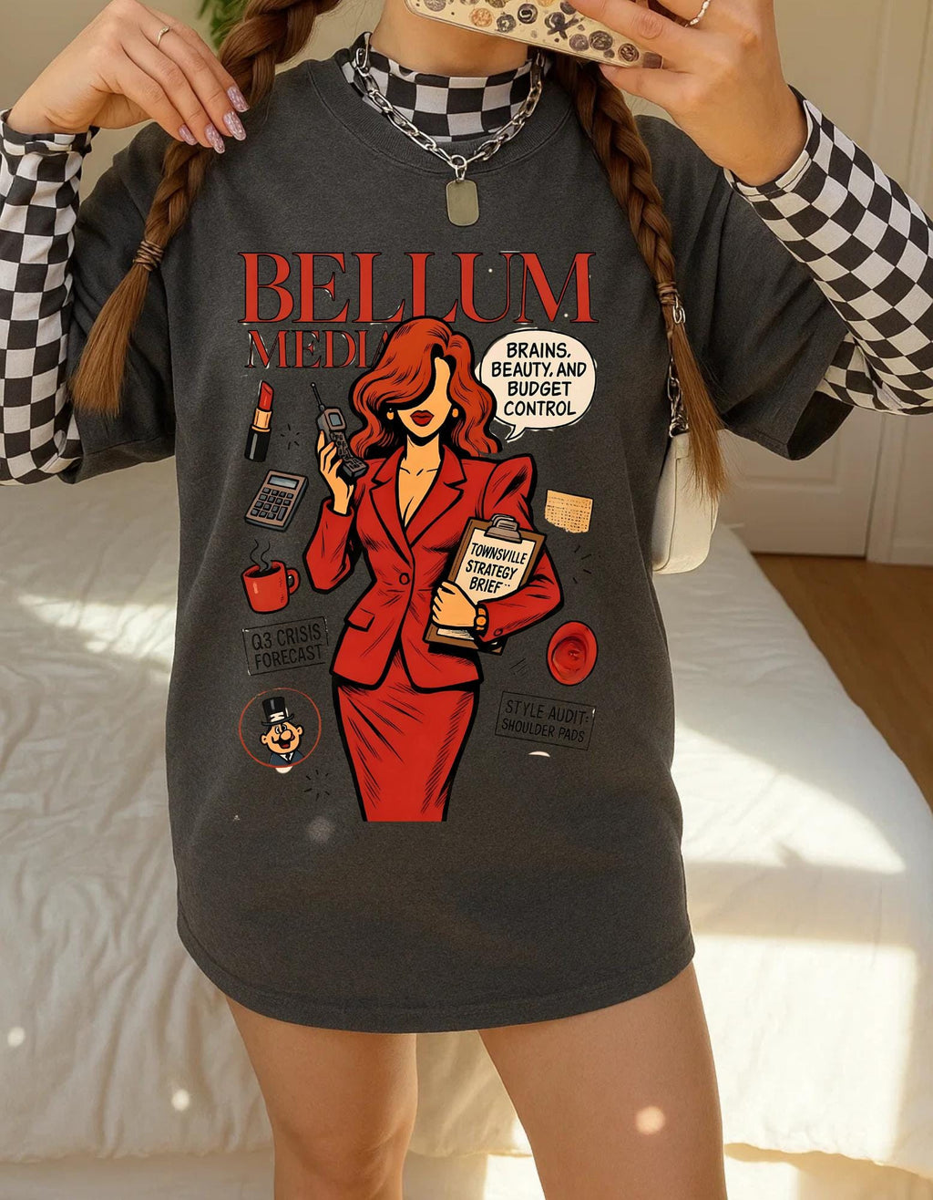 90s Bellum Parody Graphic Tee: Bold Women's Fashion Top