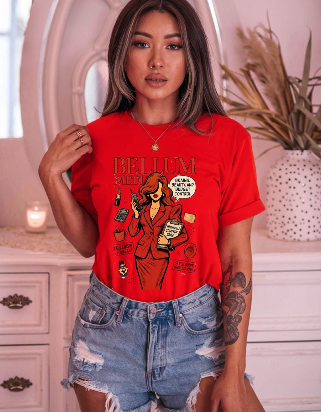 90s Bellum Parody Graphic Tee: Bold Women's Fashion Top