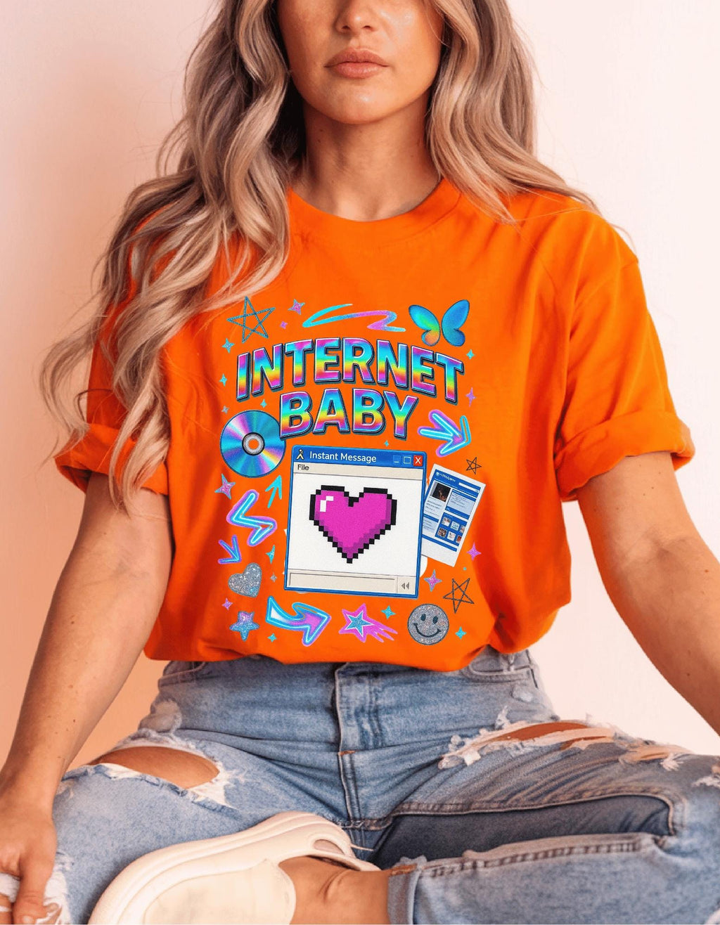 Y2K Internet Baby Tee: Retro Dial-Up Graphic Shirt for Tech Lovers & Alt Girls