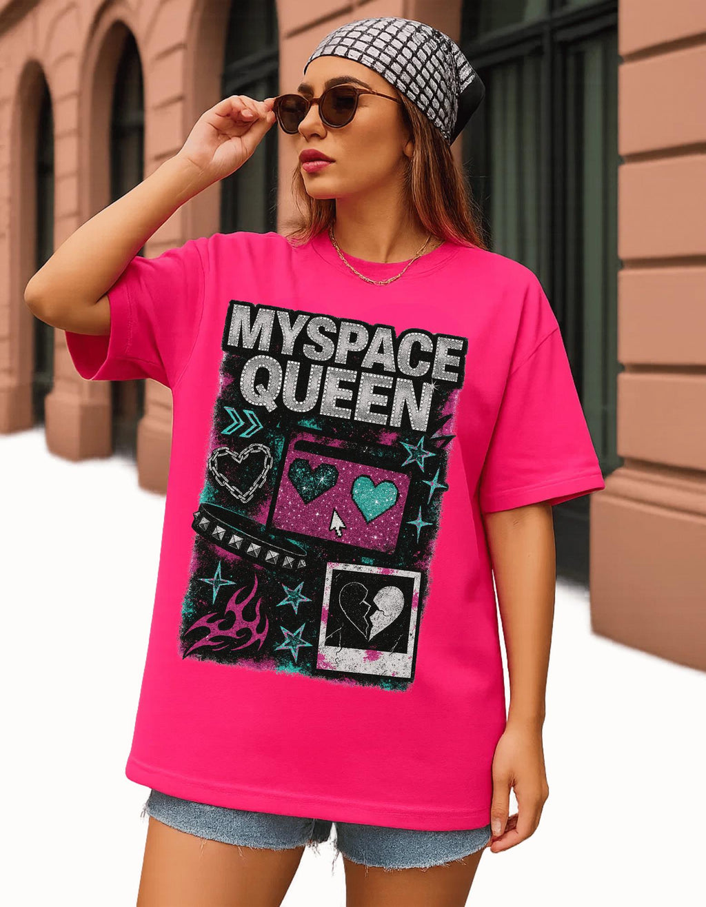 Retro MySpace Queen Graphic Tee Unisex Trendy Cotton T-Shirt Nostalgic Social Media Fashion