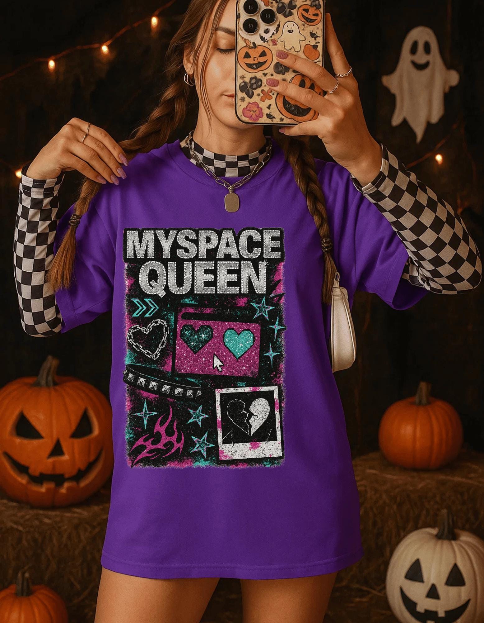 Retro MySpace Queen Graphic Tee Unisex Trendy Cotton T-Shirt Nostalgic Social Media Fashion