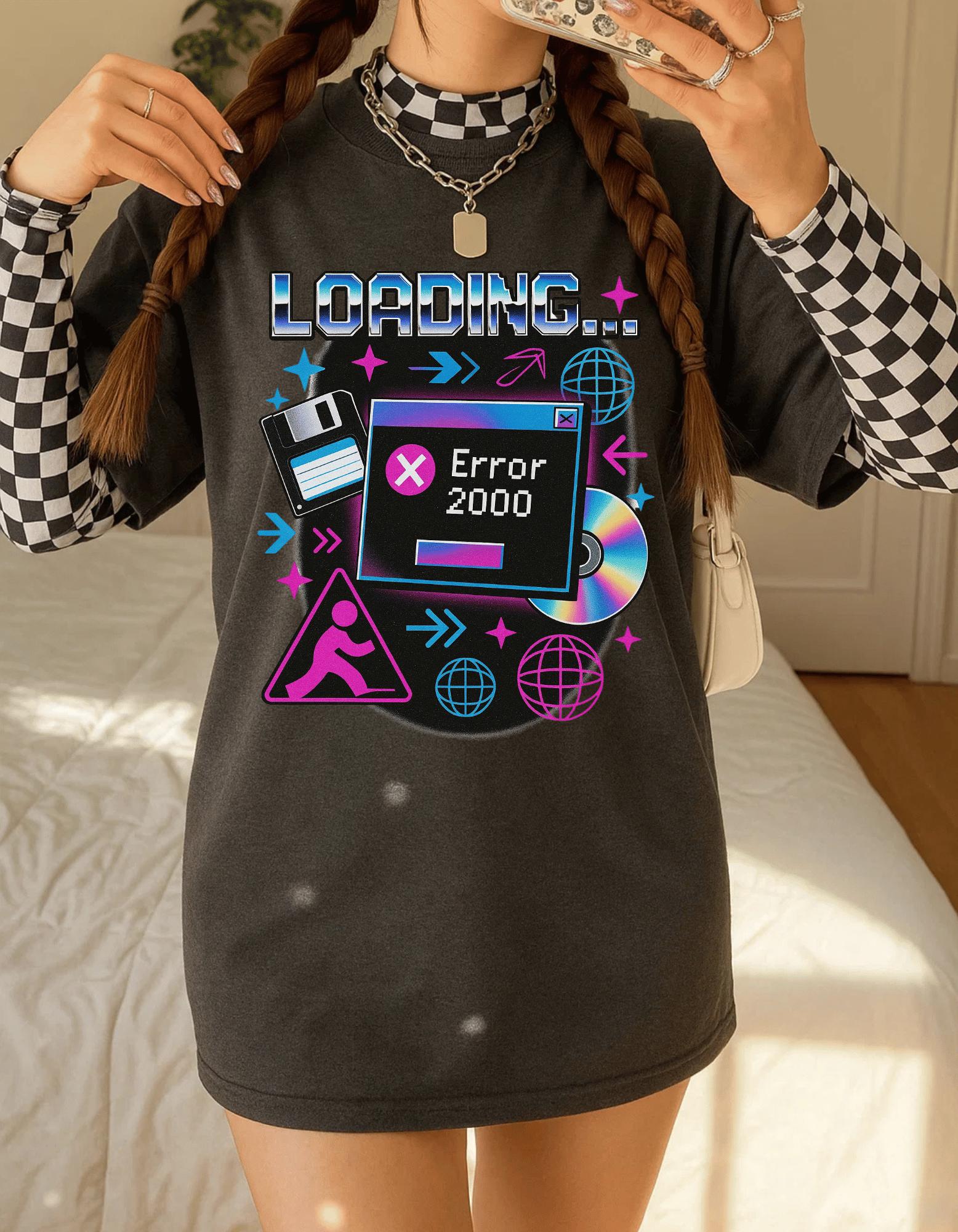Retro Error 2000 Graphic Tee - Vintage Y2K Unisex Shirt